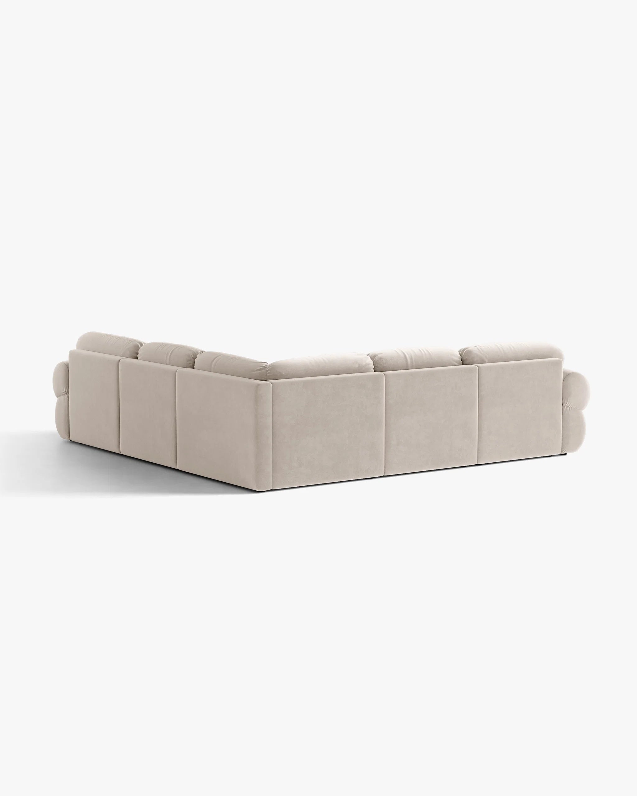Symmetrische Samt-Eckcouch OPHELIA in Beige