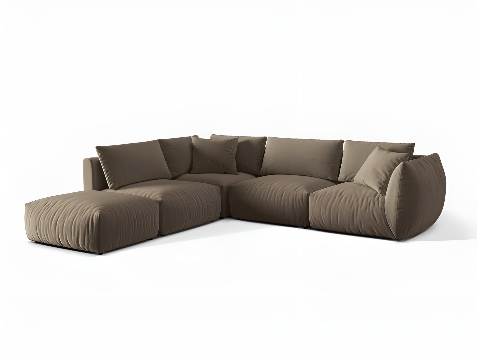 Modulares Samtsofa für 4 Personen, linksseitig CHRIS in hellbraun