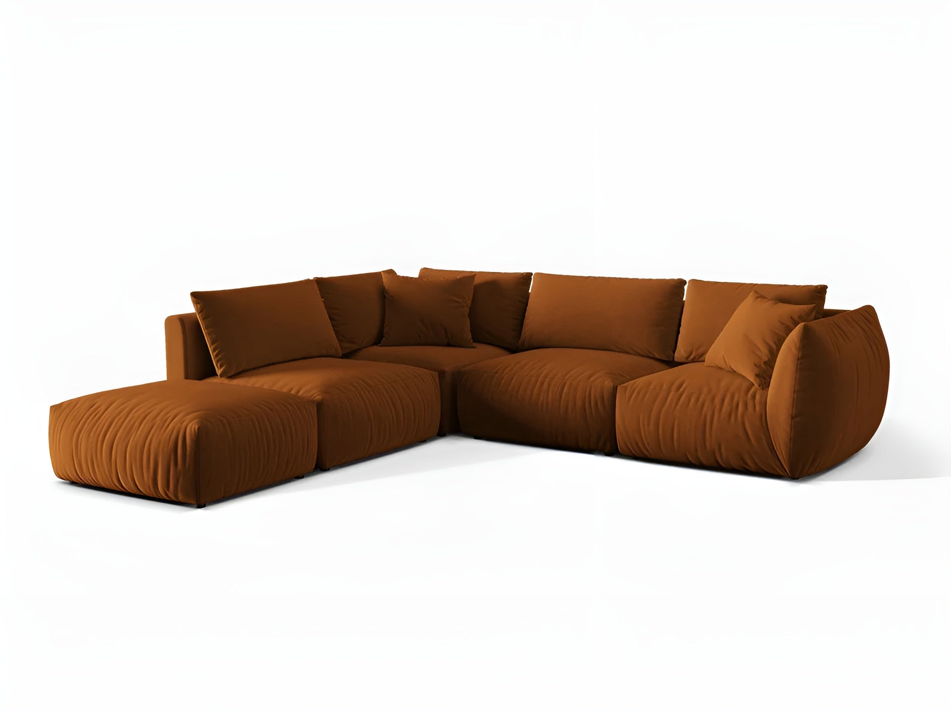 Modulares Samtsofa für 4 Personen, linksseitig CHRIS terrakotta