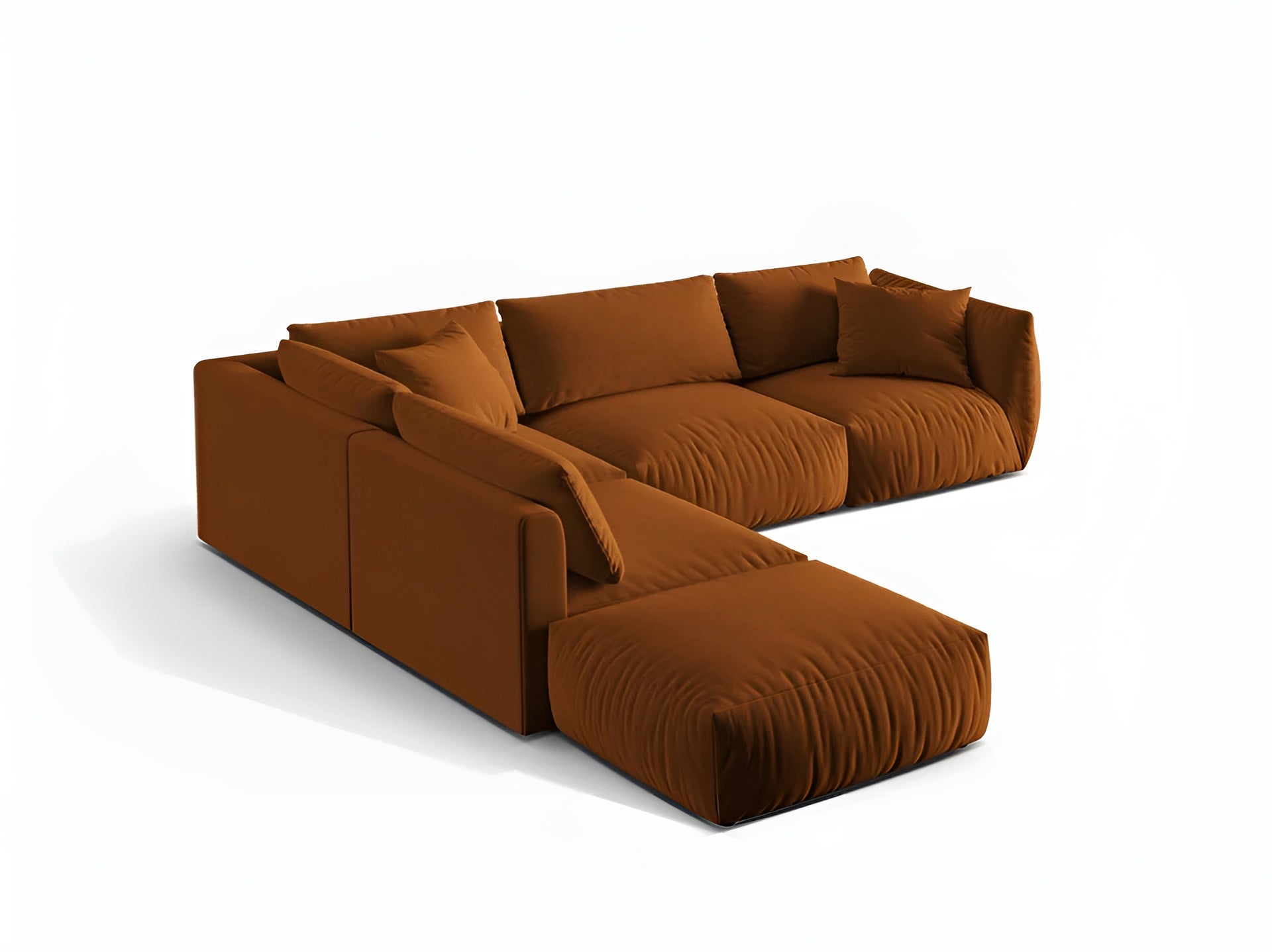 Modulares Samtsofa für 4 Personen, linksseitig CHRIS terrakotta