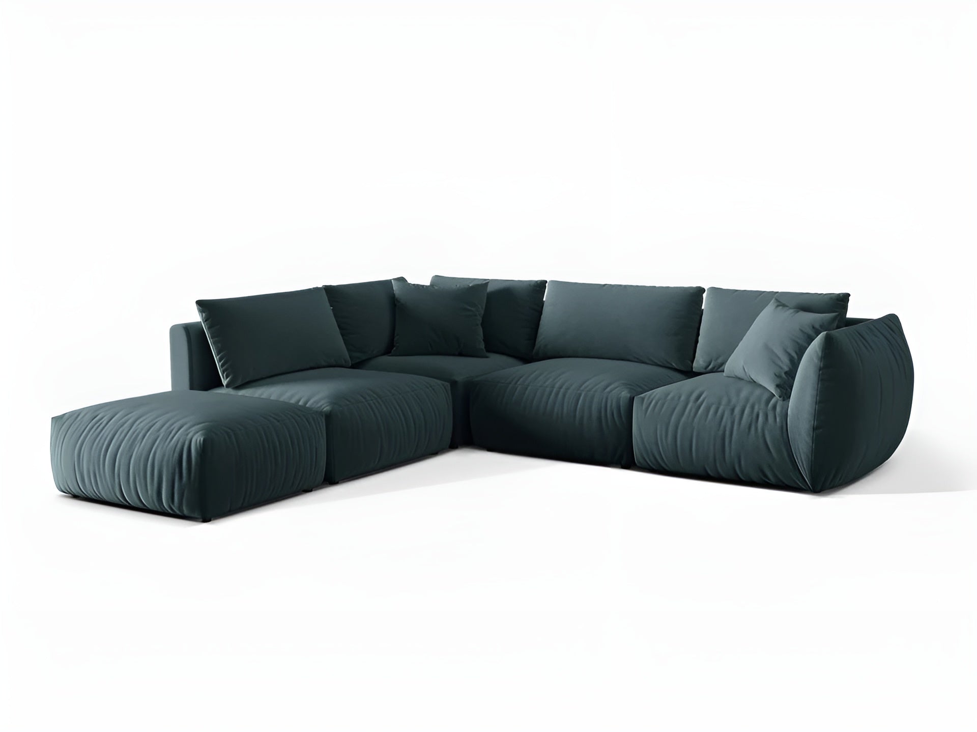 Modulares Samtsofa für 4 Personen, linksseitig, CHRIS in Hellblau