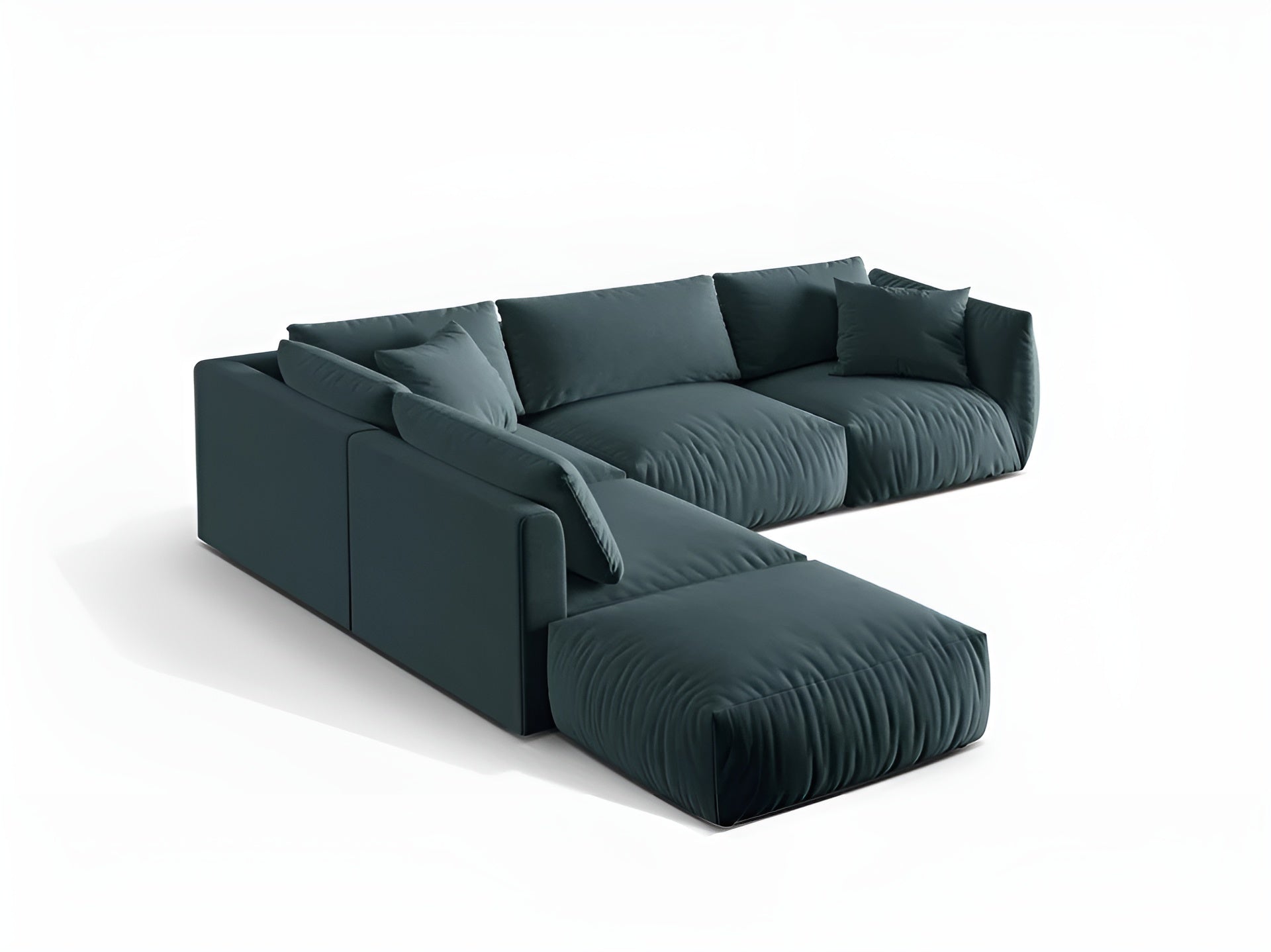 Modulares Samtsofa für 4 Personen, linksseitig, CHRIS in Hellblau