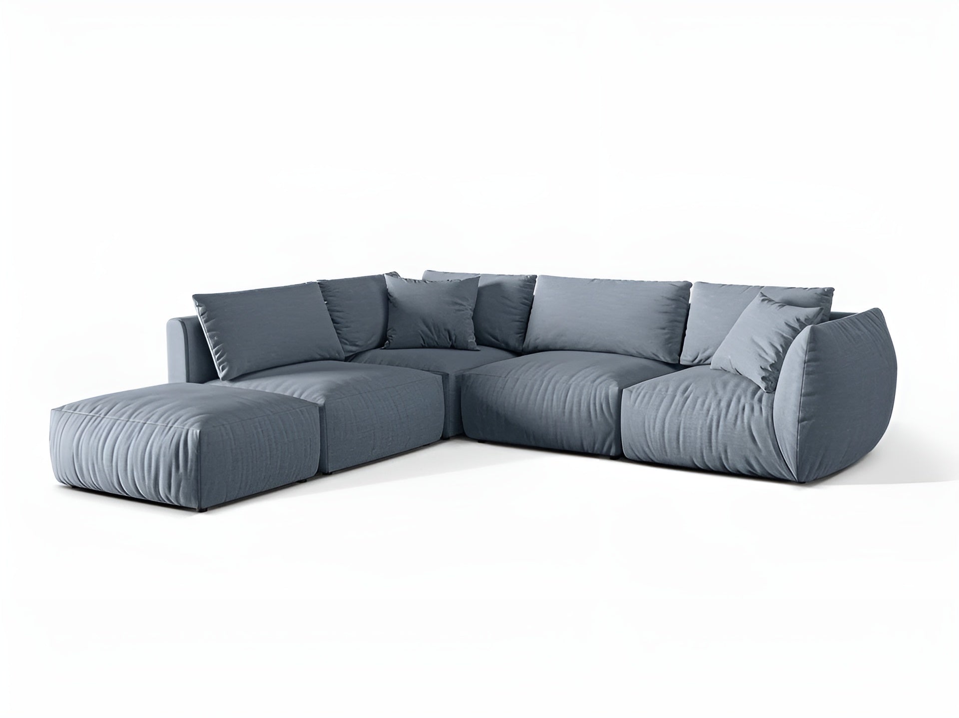 Modulares Ecksofa für 4 Personen, links, CHRIS, hellblaues Chenille