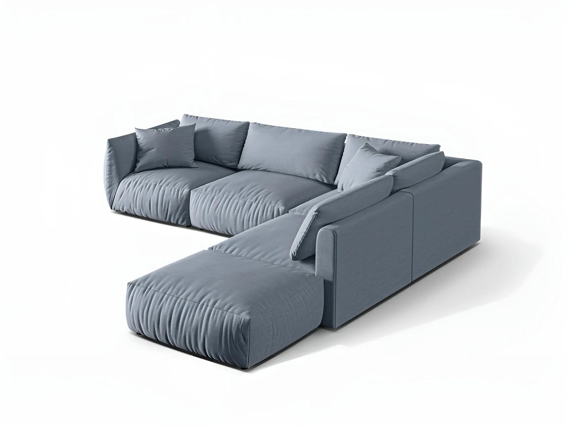 Modulares Ecksofa für 4 Personen rechts CHRIS hellblau Chenille