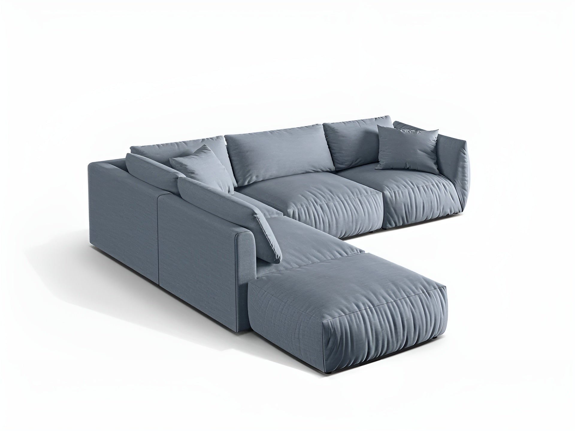 Modulares Ecksofa für 4 Personen, links, CHRIS, hellblaues Chenille