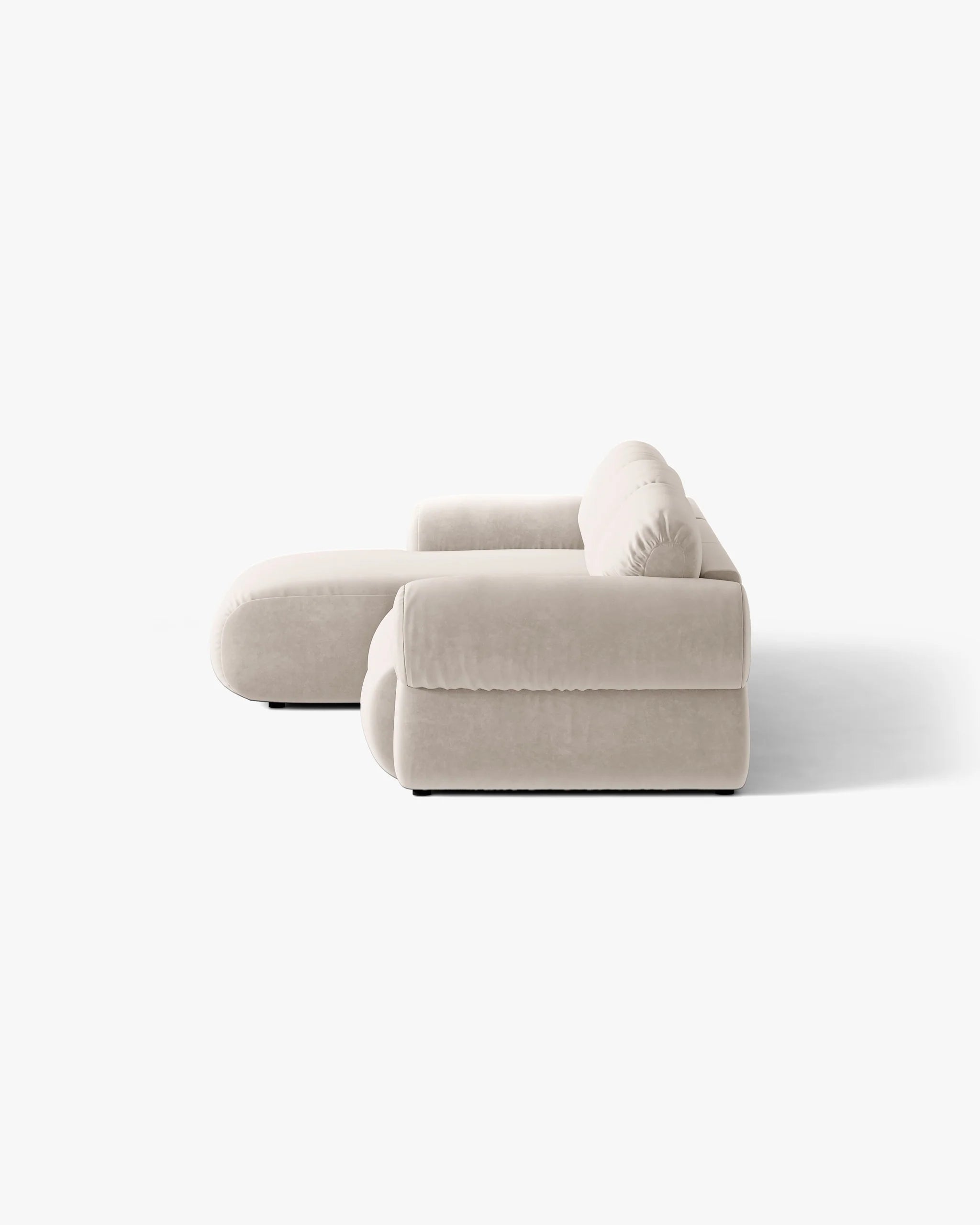 3-sitziger Samt-Ecksofa links OPHELIA beige