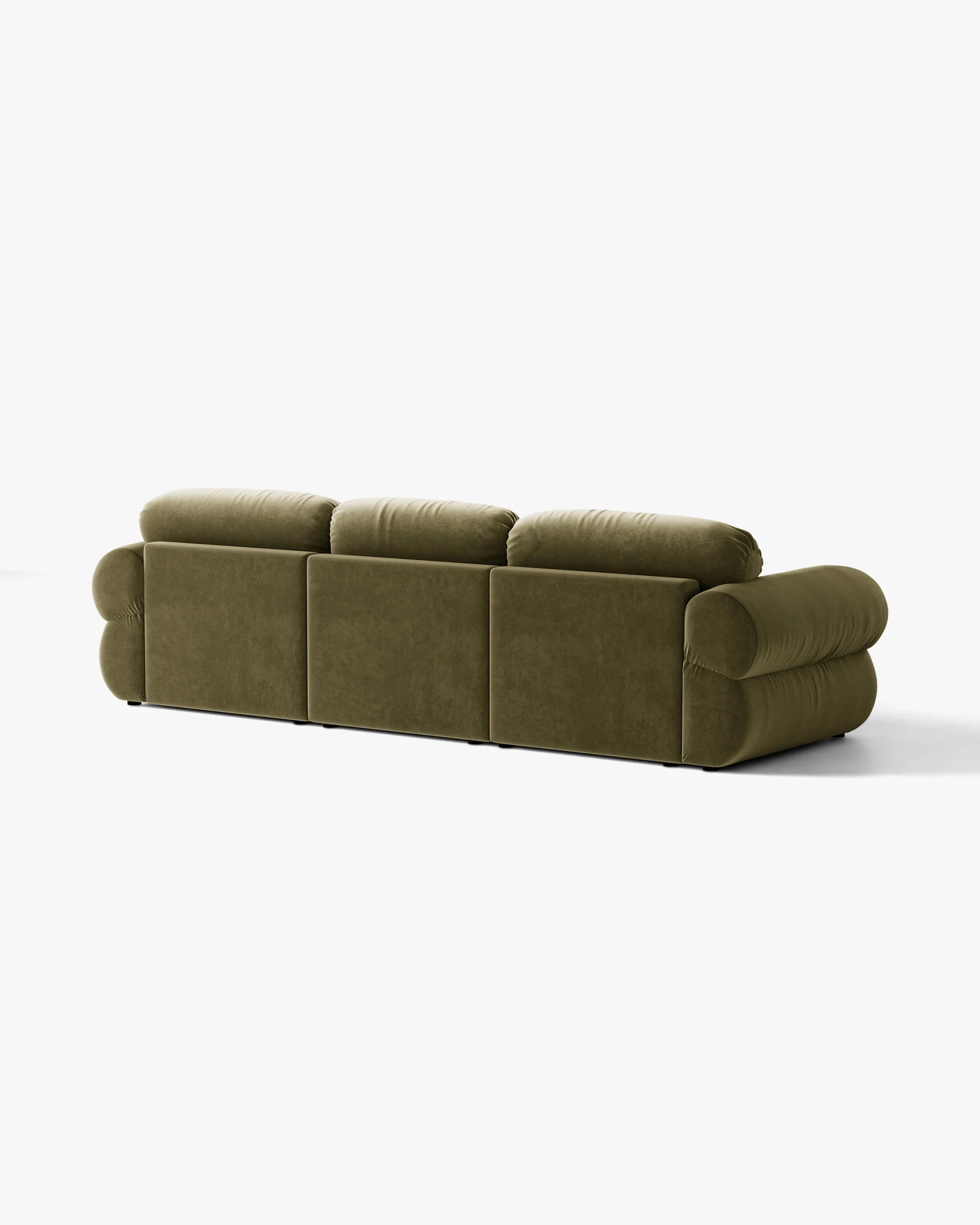 3-sitziger Samt-Ecksofa links OPHELIA in Olivgrün