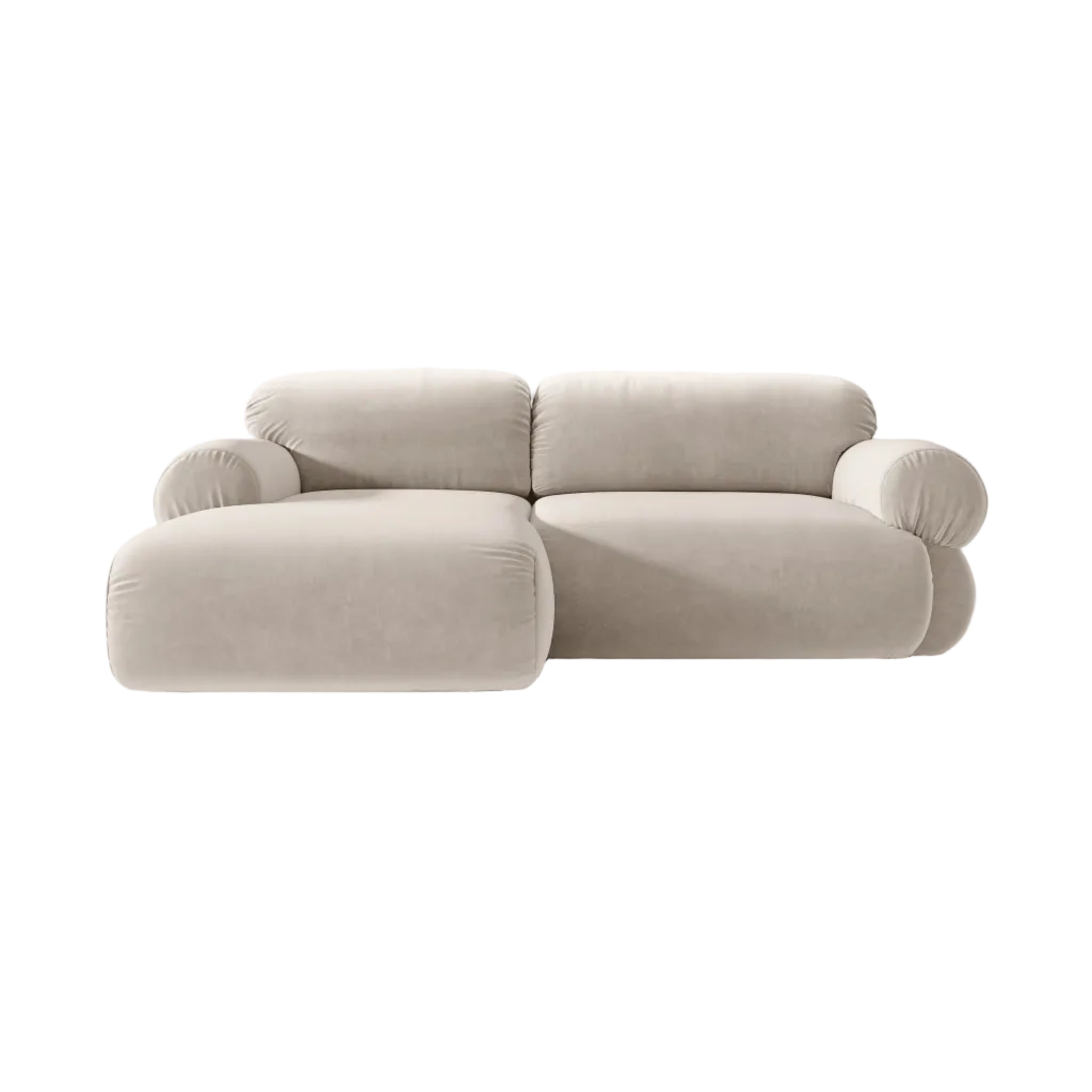Zweisitzer-Ecksofa aus Samt links OPHELIA beige