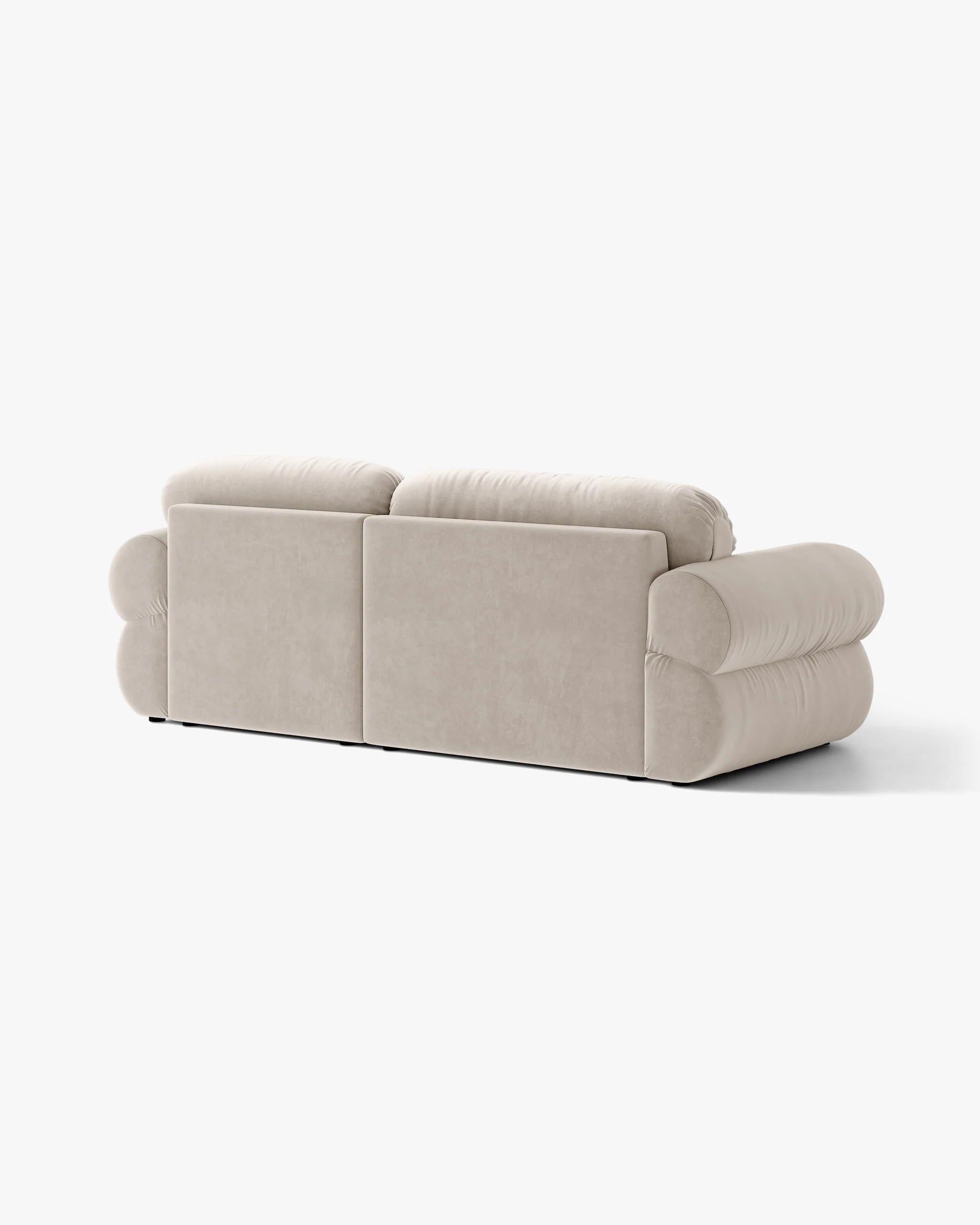 Zweisitzer-Ecksofa aus Samt links OPHELIA beige