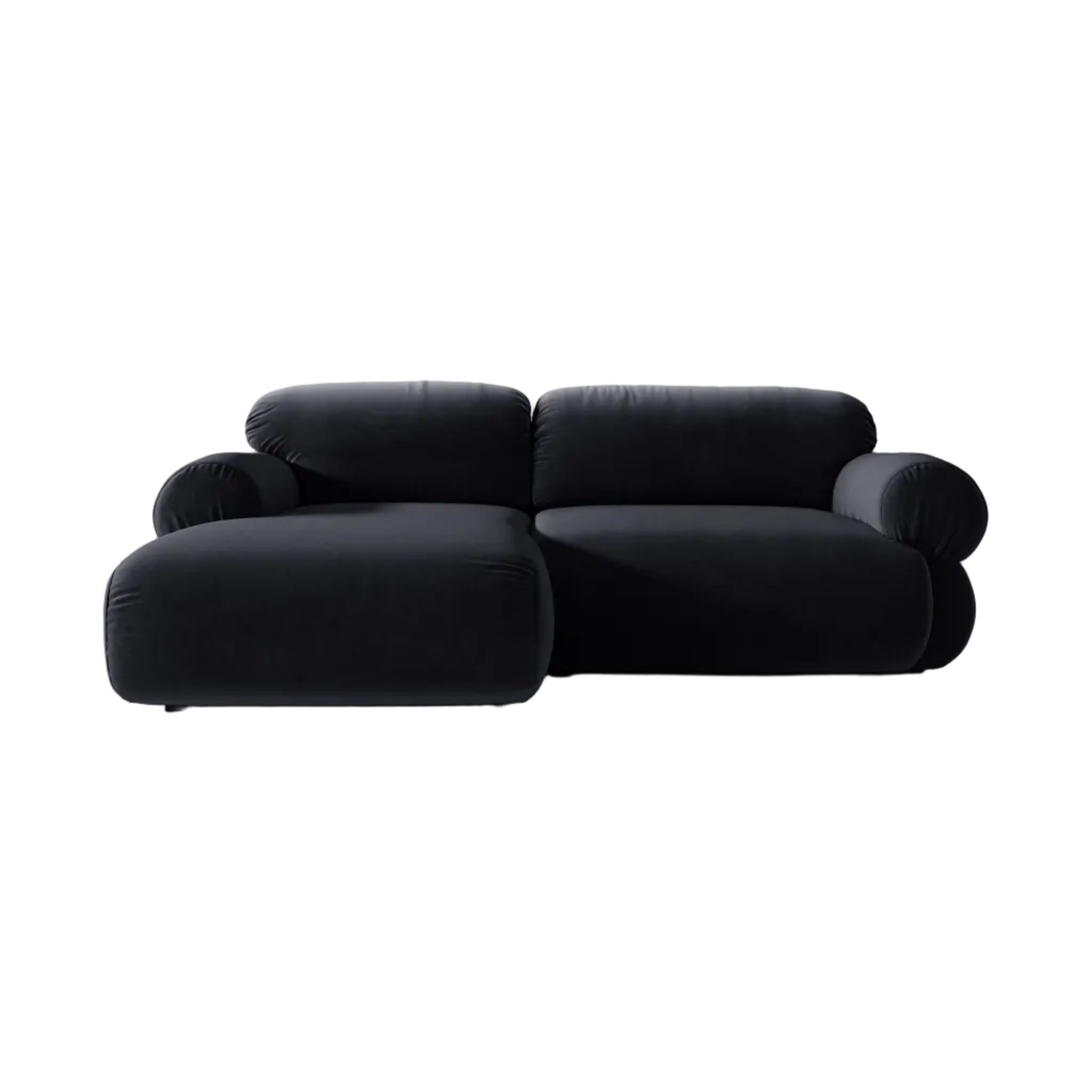 Zweisitzer-Ecksofa aus Samt, linksseitig, OPHELIA in königsblau.