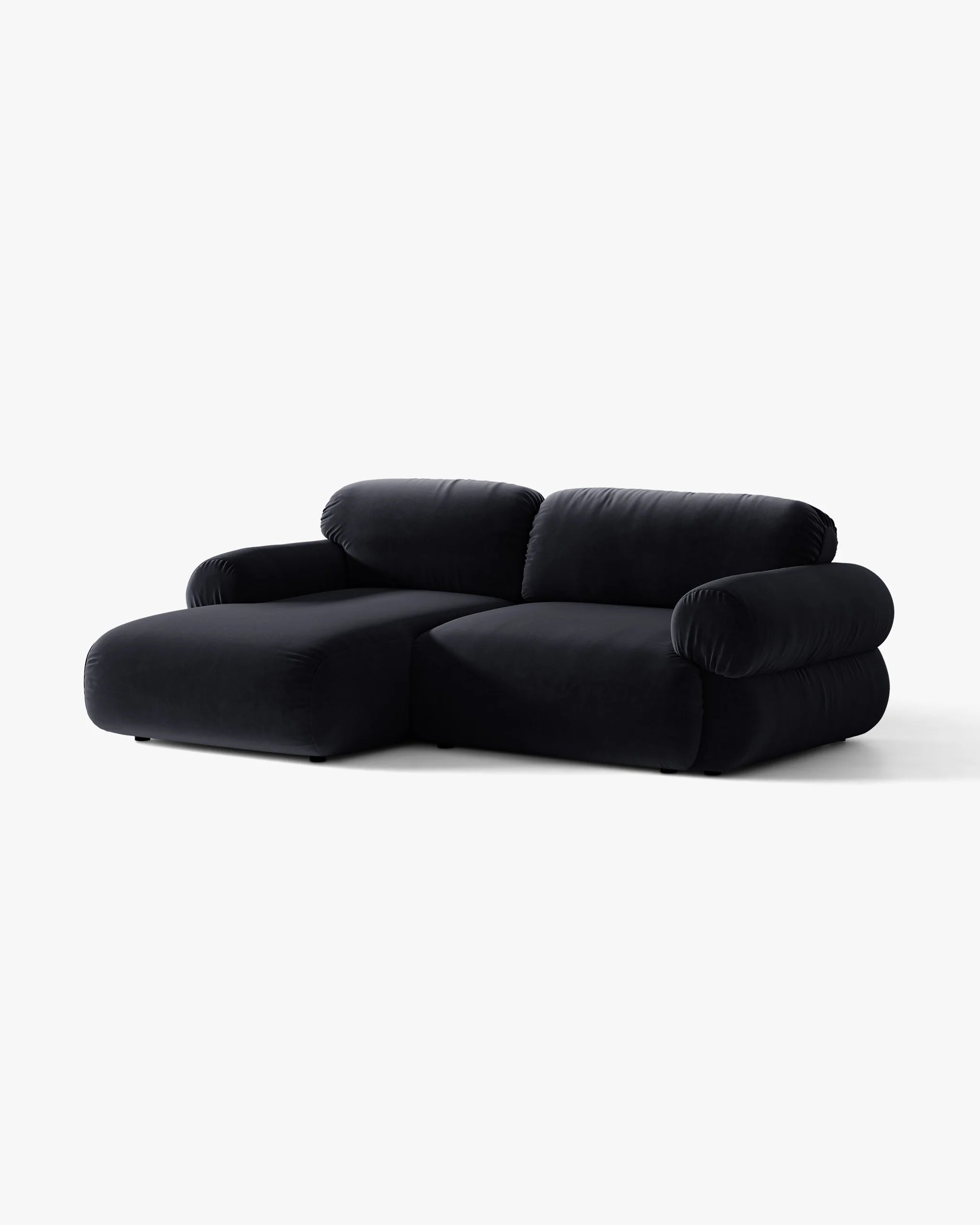 Zweisitzer-Ecksofa aus Samt, linksseitig, OPHELIA in königsblau.