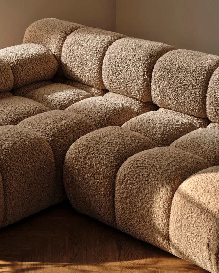 Modulares 3-Sitzer Sofa BELLIS in sandfarbenem Boucle