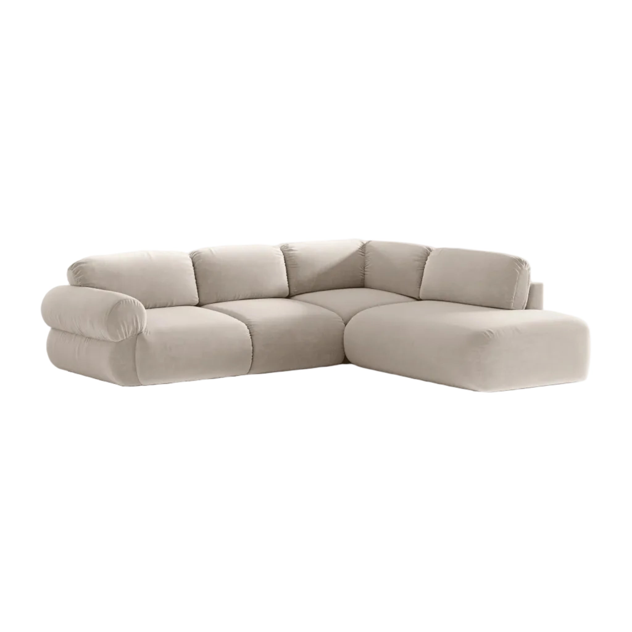 Samt-Ecksofa rechts OPHELIA in Beige