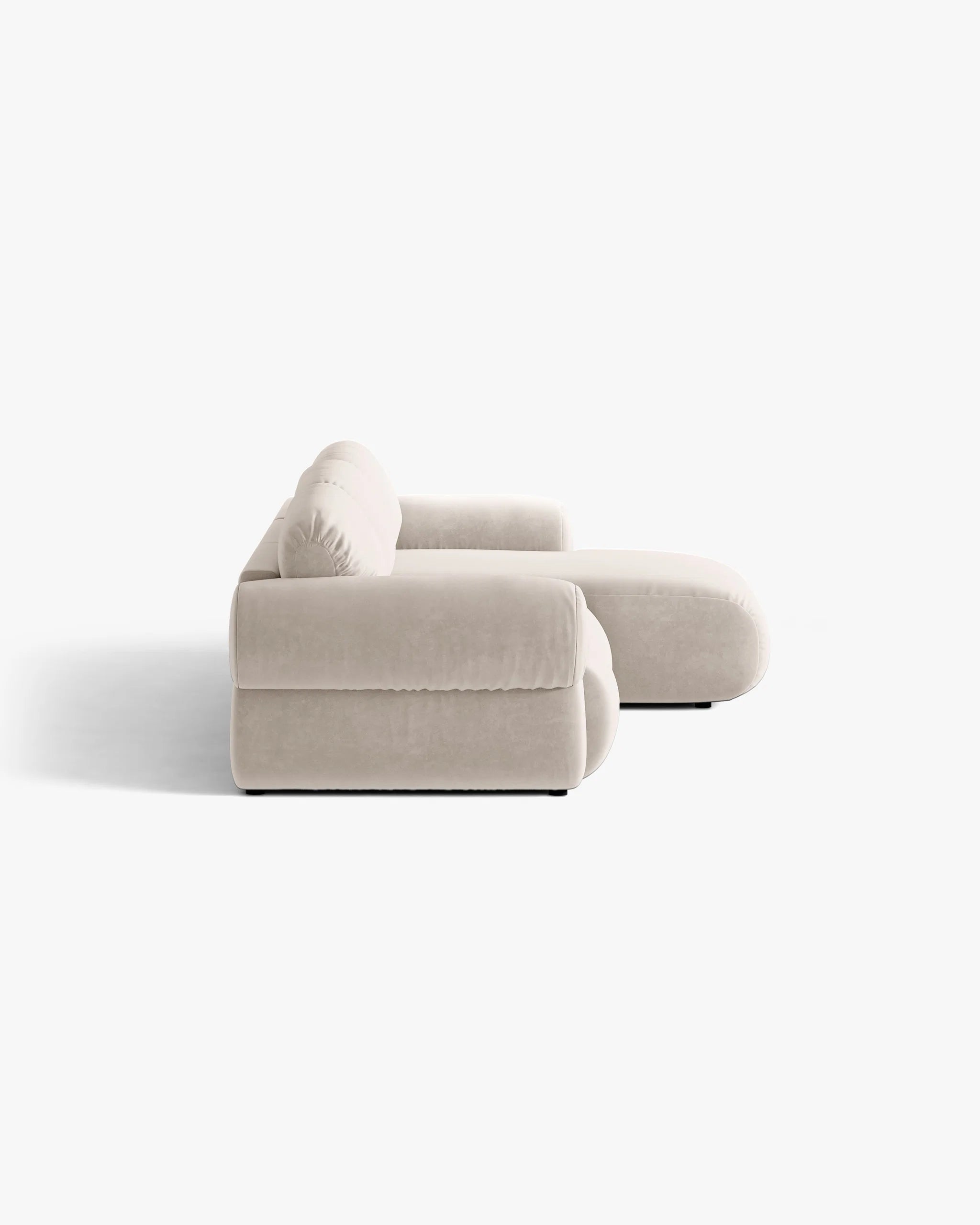 Beige 3-sitziger Samt-Ecksofa rechts OPHELIA