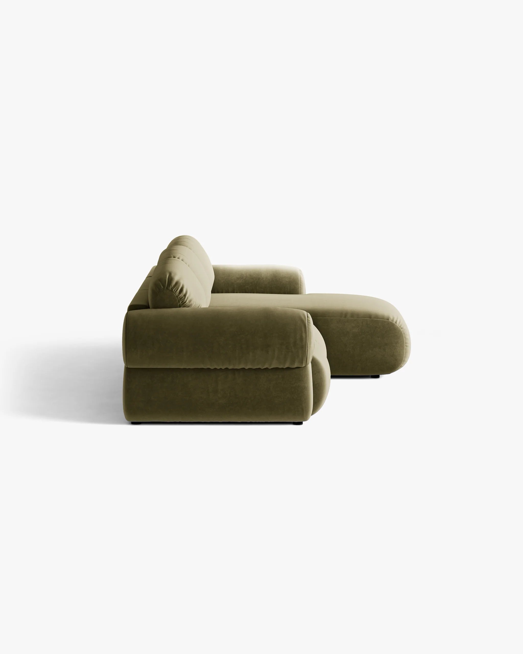 3-sitziger Samt-Ecksofa rechts OPHELIA olivgrün