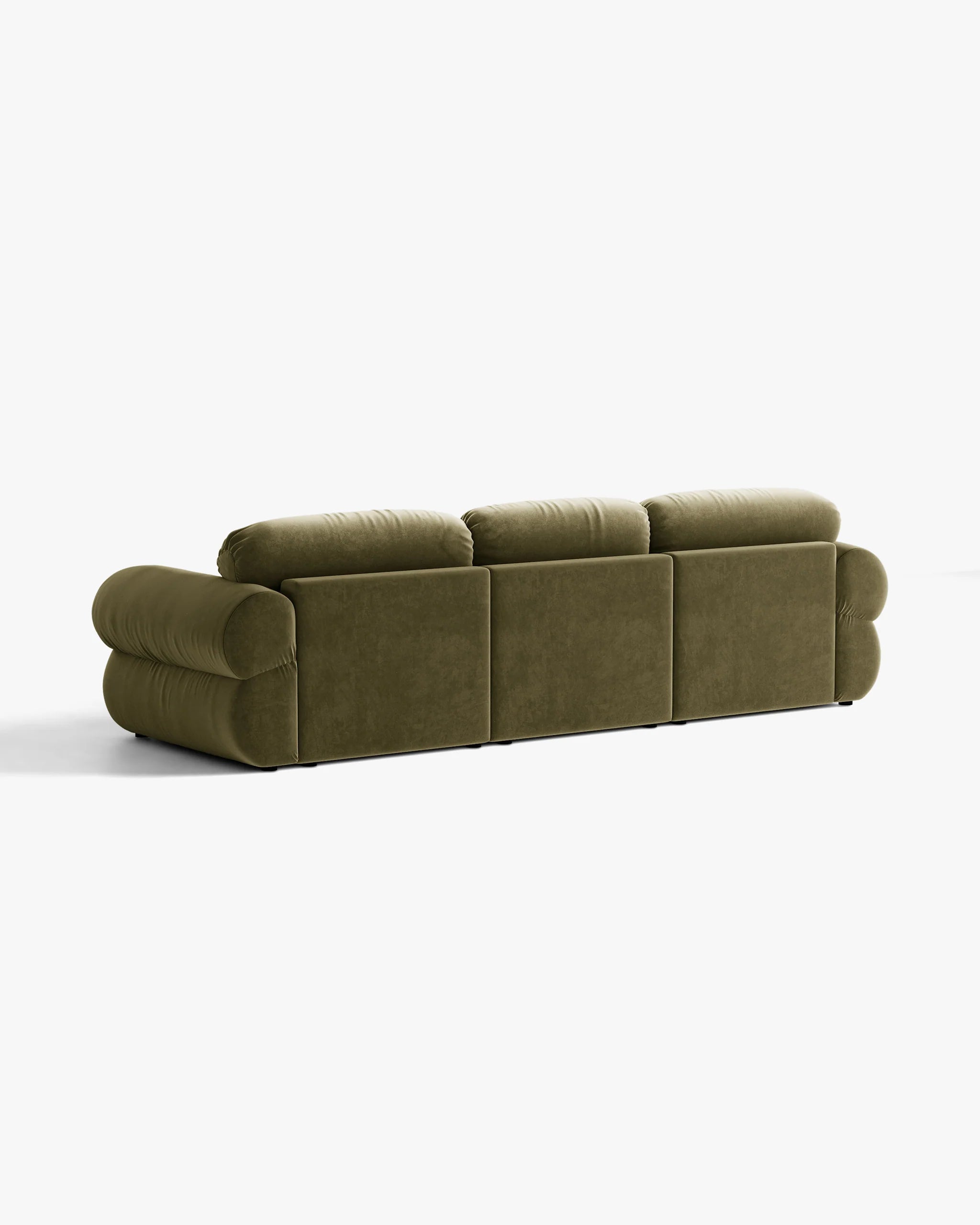 3-sitziger Samt-Ecksofa rechts OPHELIA olivgrün