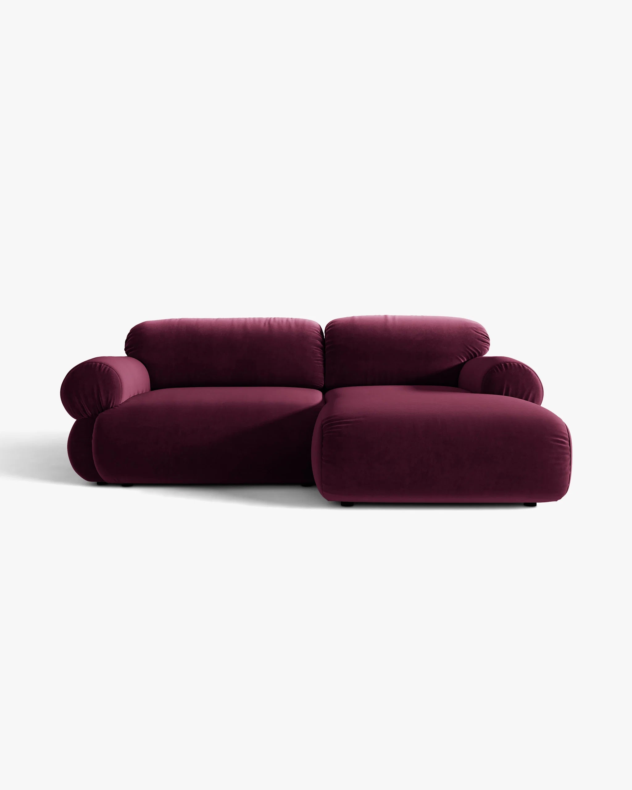 Zweisitzer Samt-Ecksofa rechts OPHELIA burgunderrot