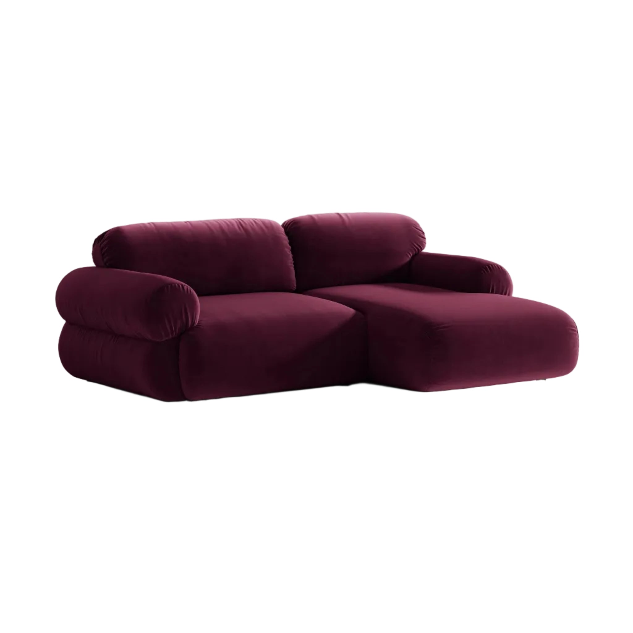 Zweisitzer Samt-Ecksofa rechts OPHELIA burgunderrot