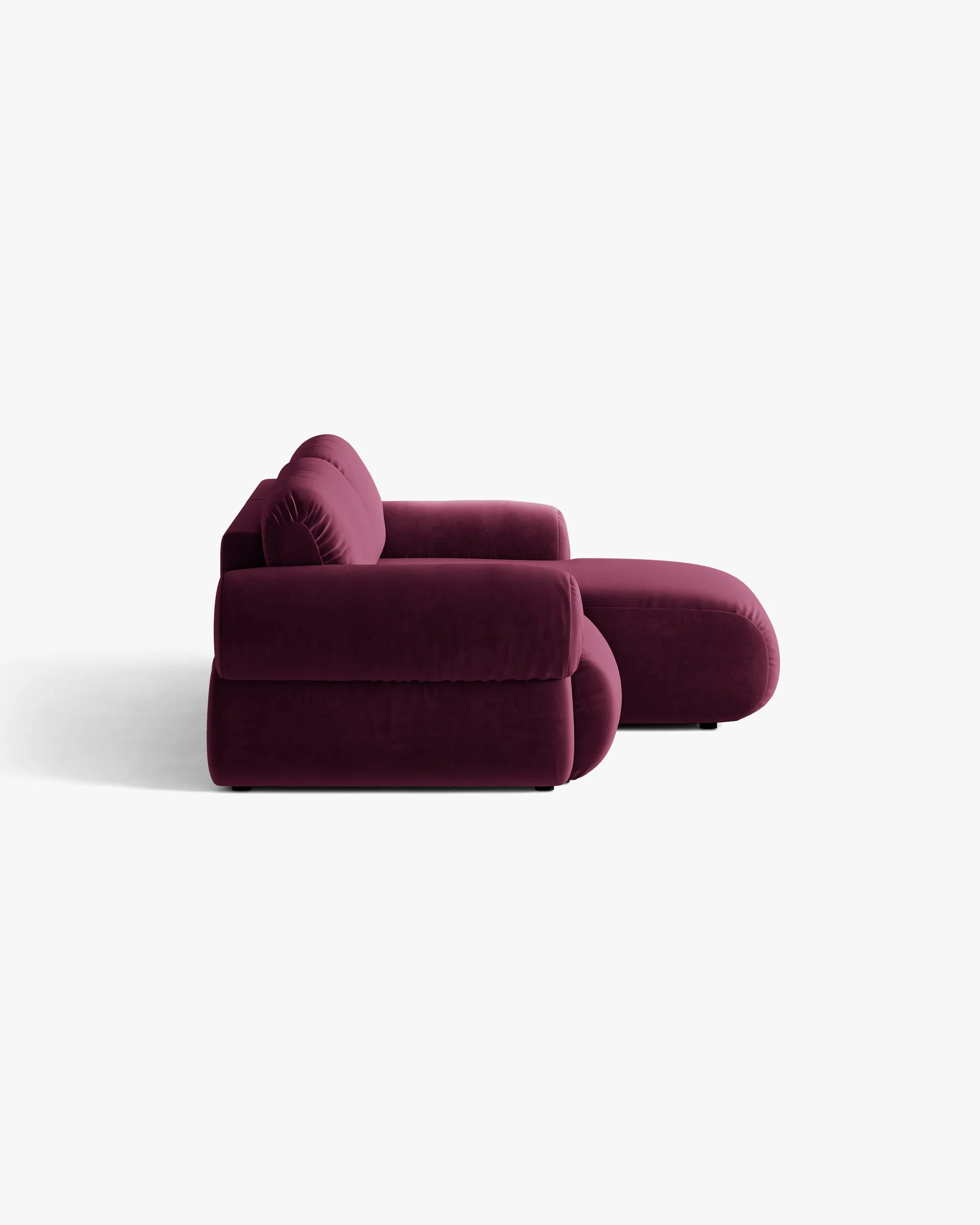 Zweisitzer Samt-Ecksofa rechts OPHELIA burgunderrot