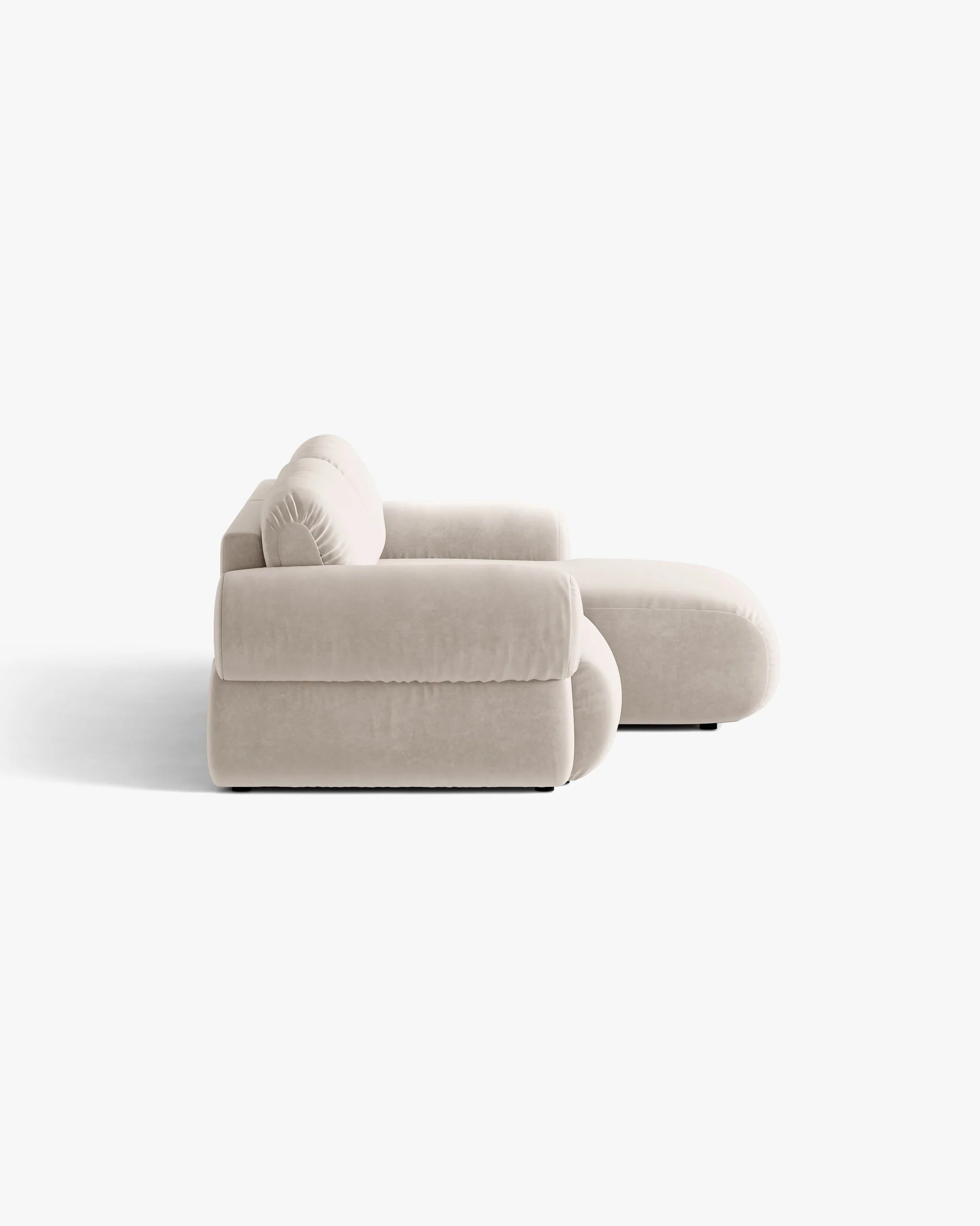 Zweisitzige Samt-Eckcouch rechts OPHELIA beige