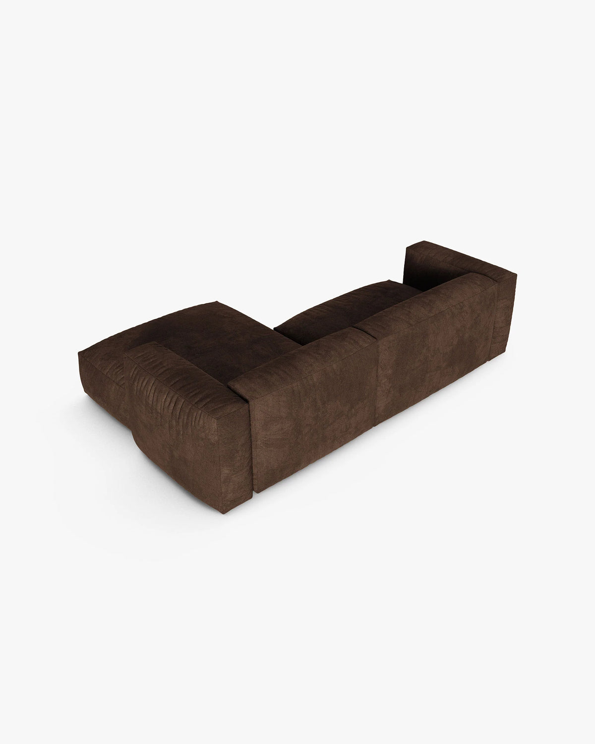 Samt-Ecksofa rechts für 2 Personen MARTINA XL in Schokoladenfarbe