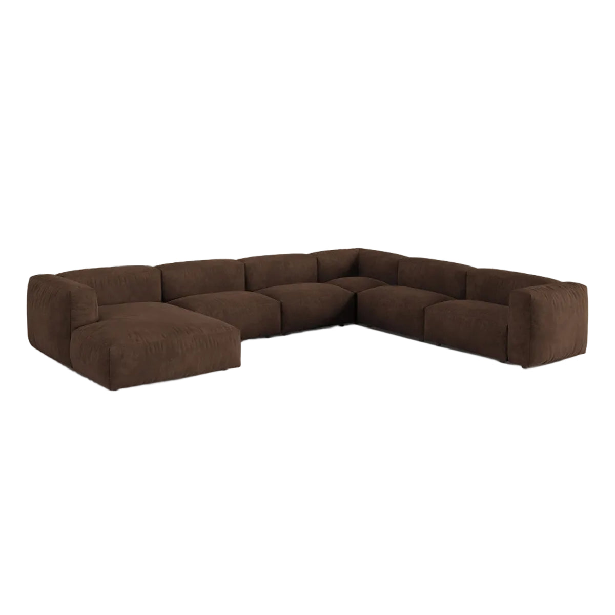 Panoramischer Samt-Ecksofa rechts MARTINA in Schokoladenfarbe