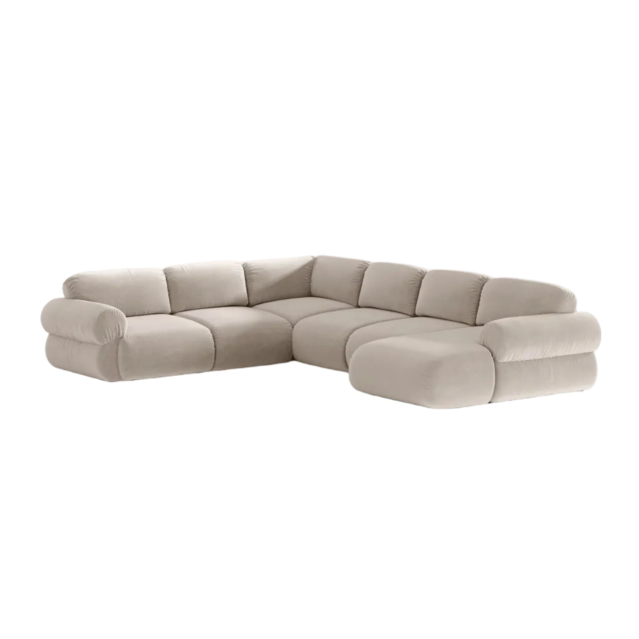 Panoramischer Samt-Ecksofa links OPHELIA beige