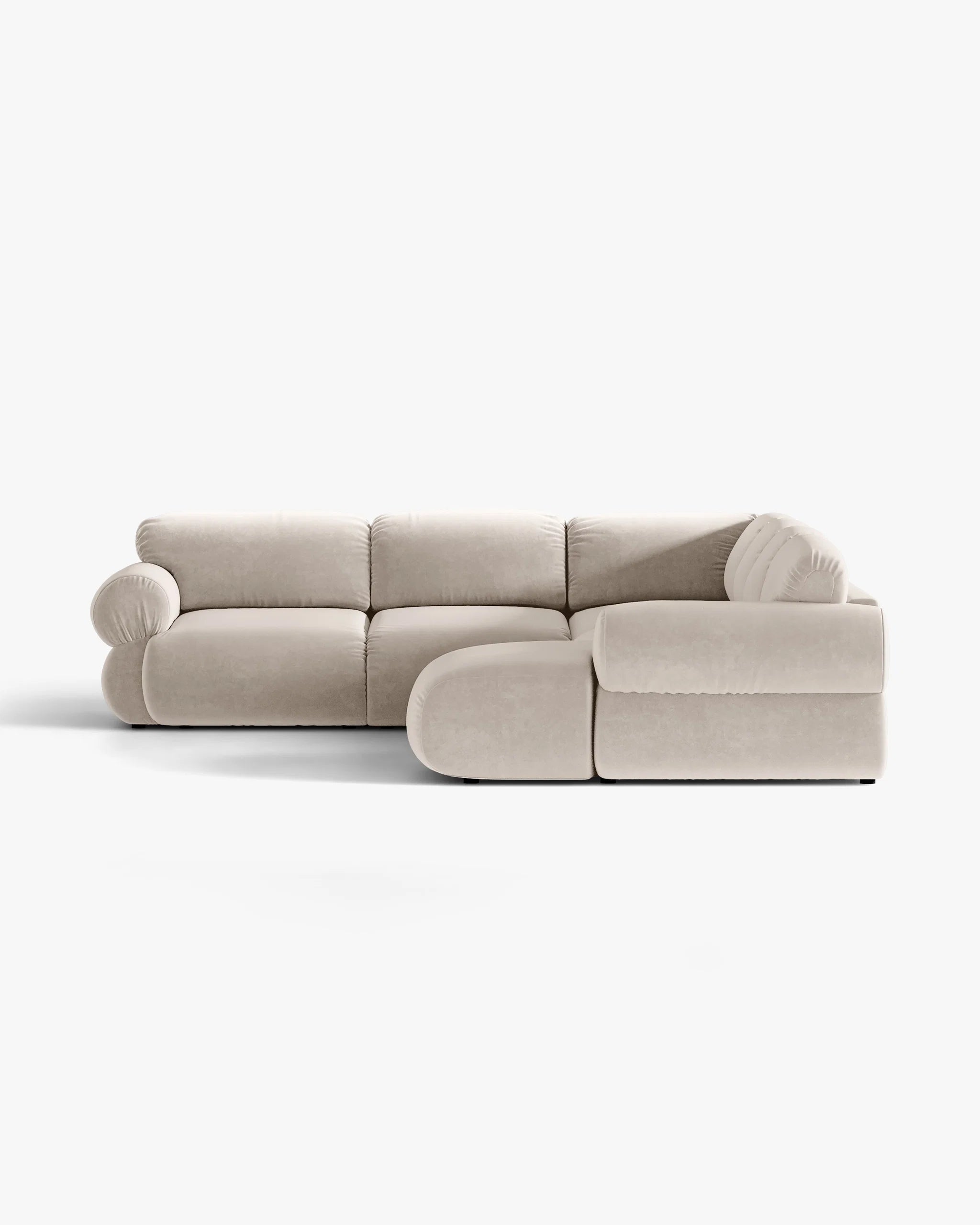 Panoramischer Samt-Ecksofa links OPHELIA beige