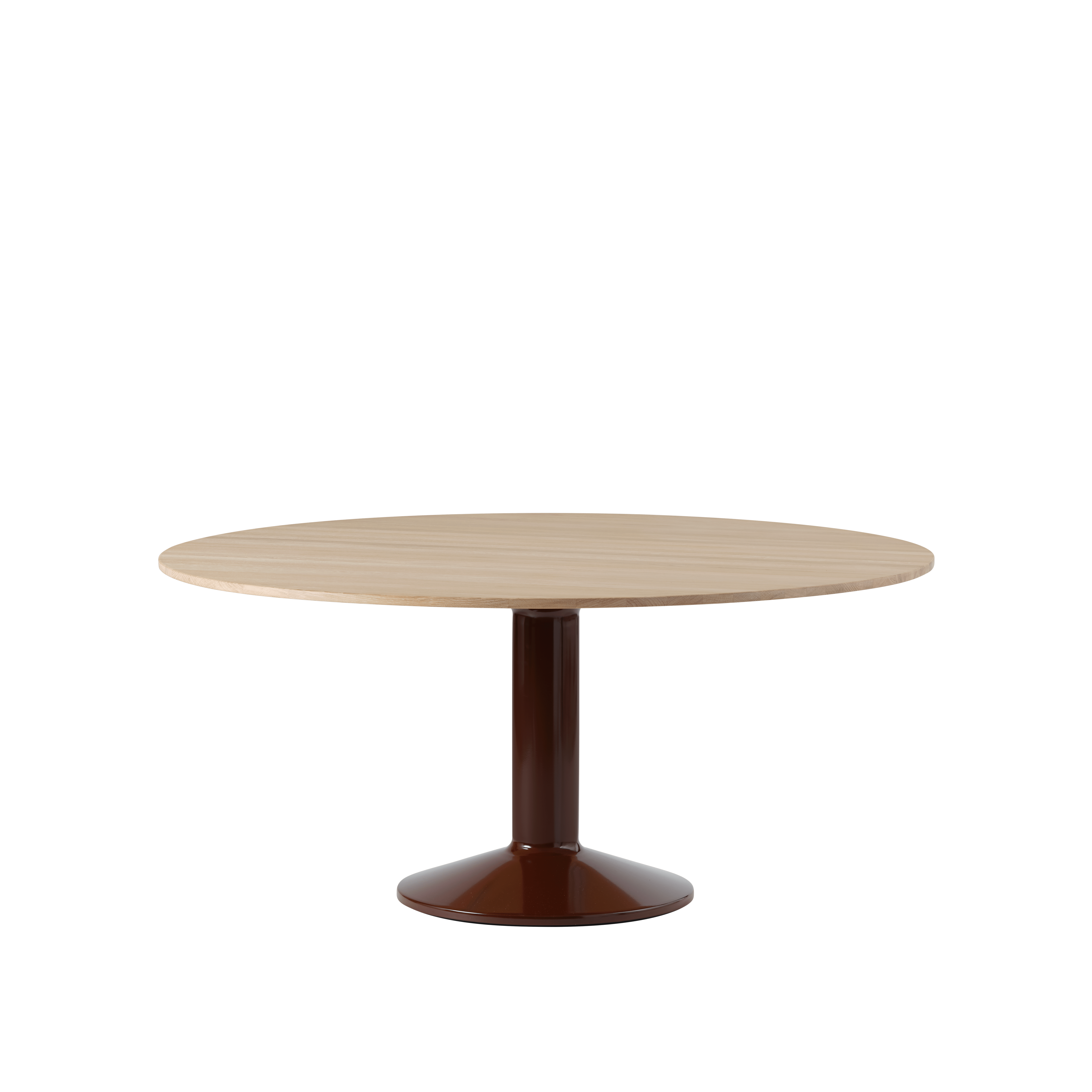 Round Table MIDST Oiled Oak with Burgundy Base