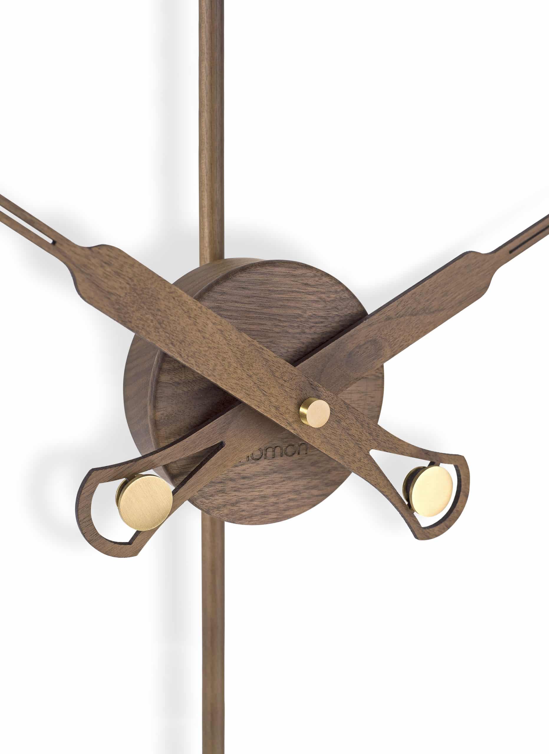 MINI BILBAO PREMIUM wall clock walnut wood with brass finish