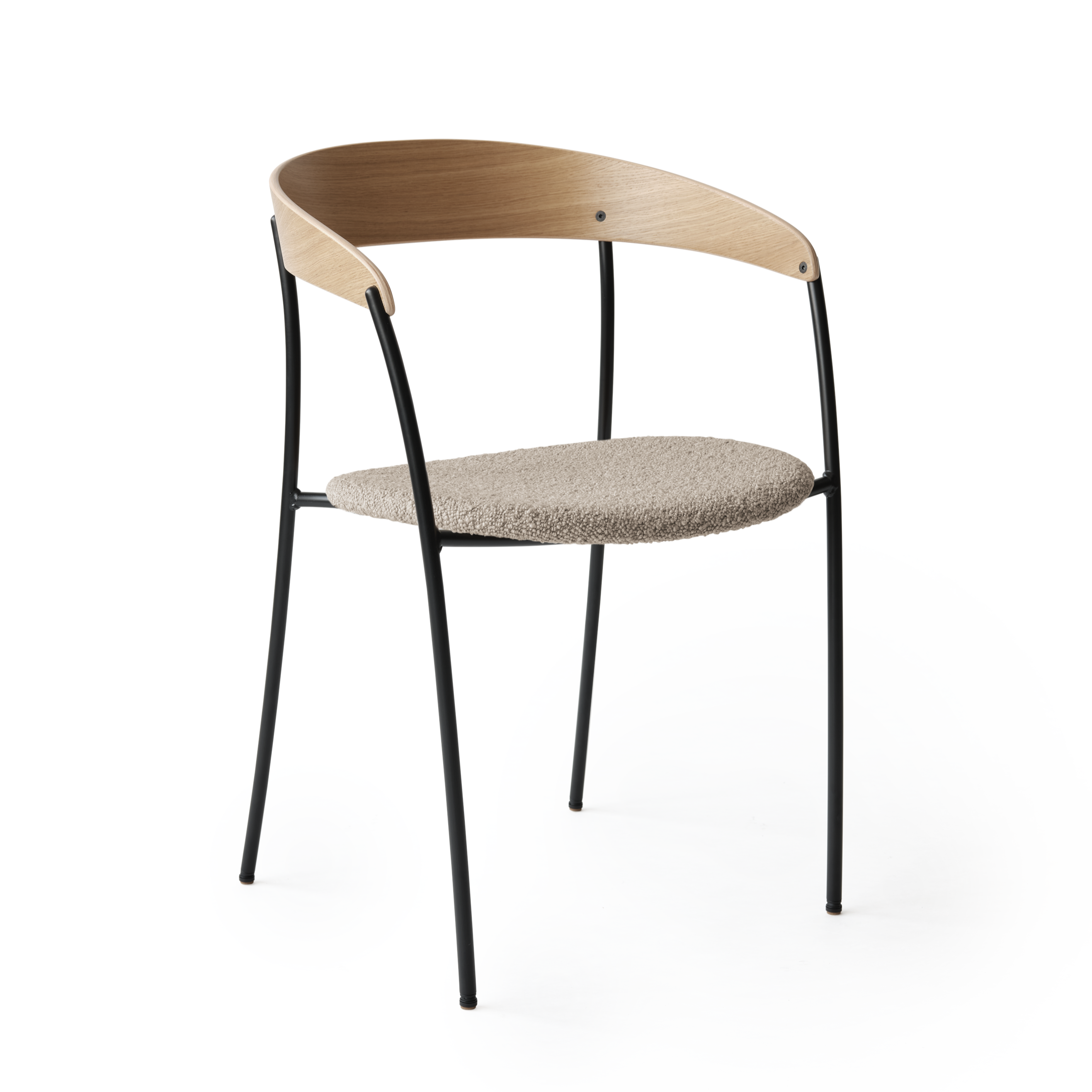 A chair with MISSING AREPHOUSTERS UPHOLSTEMED WITH Oak Veneer