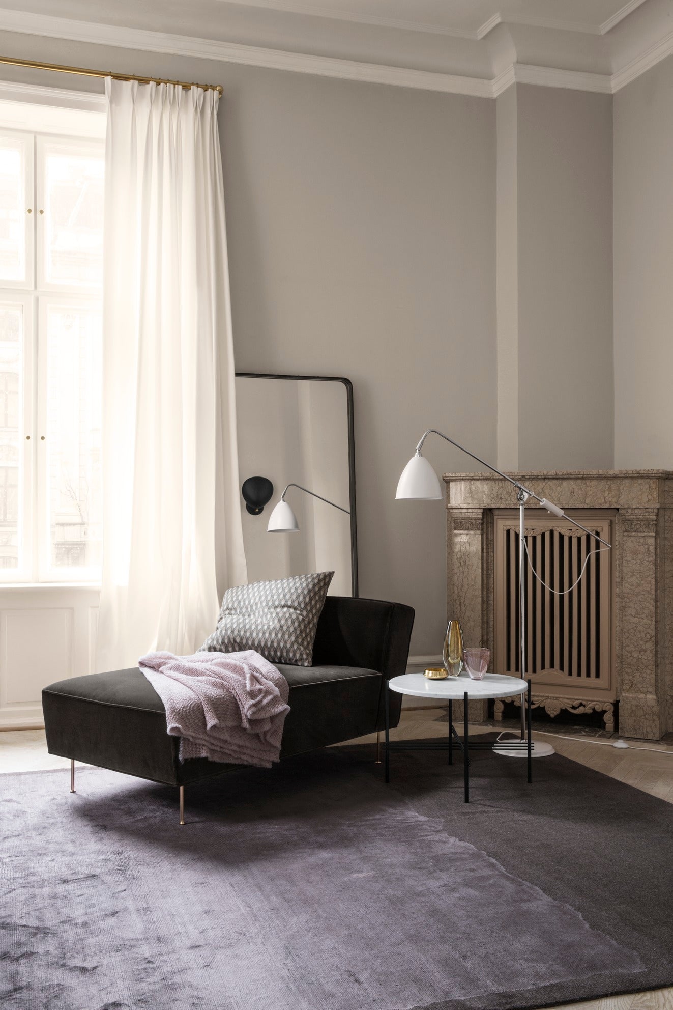 BESTLITE BL4 Floor Lamp in Brass with Gray Shade