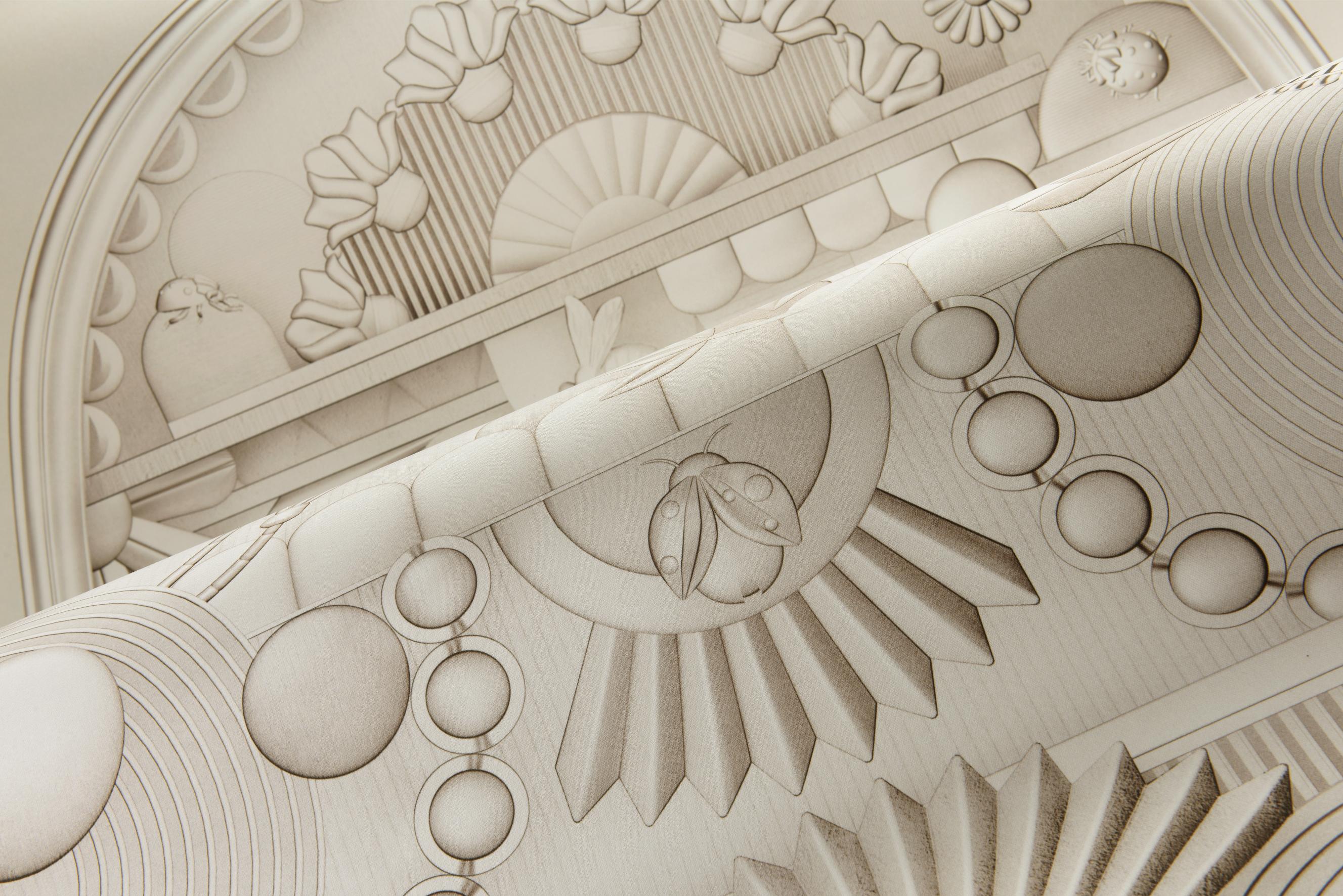 Textilwandbild im Art-Déco-Stil in Bogenform GREENHOUSE GATHERING ARCH gebrochenes Weiß