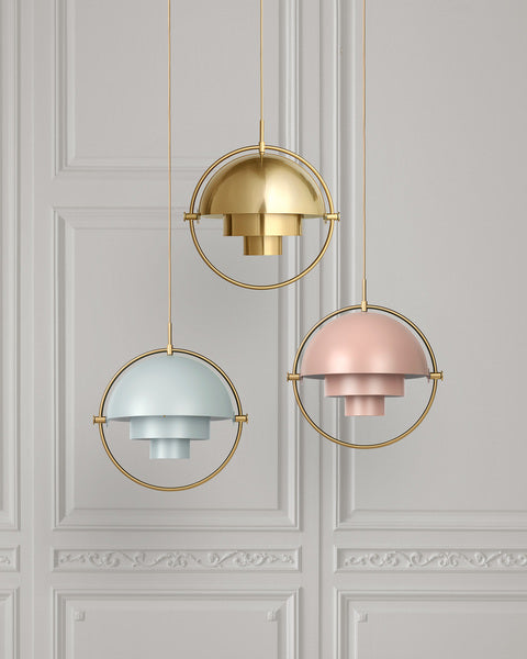 MULTI-LITE Pendelleuchte hellgrün mit Messing