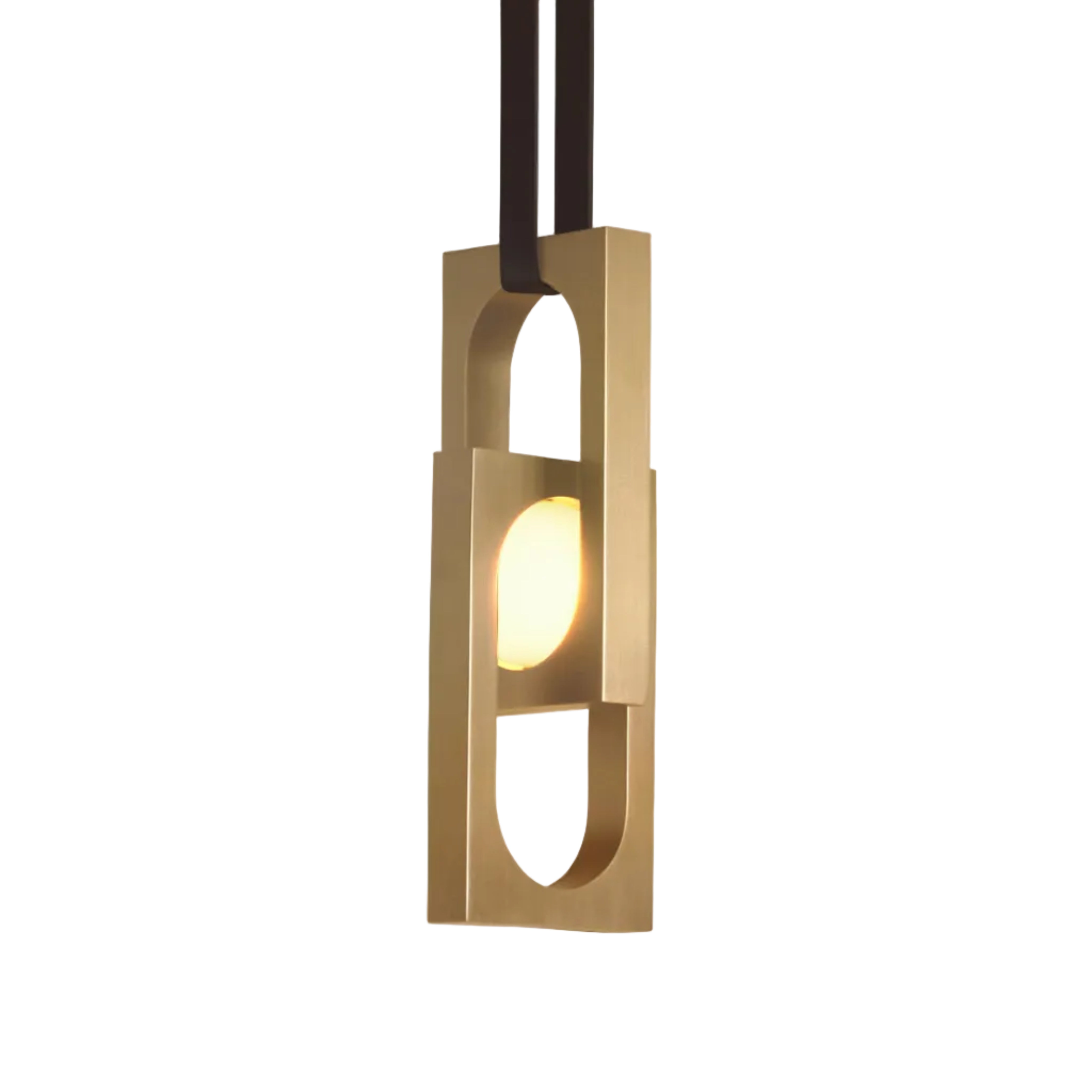 Pendelleuchte MYTHOS DUO mit opalem Schirm und Messingdetails