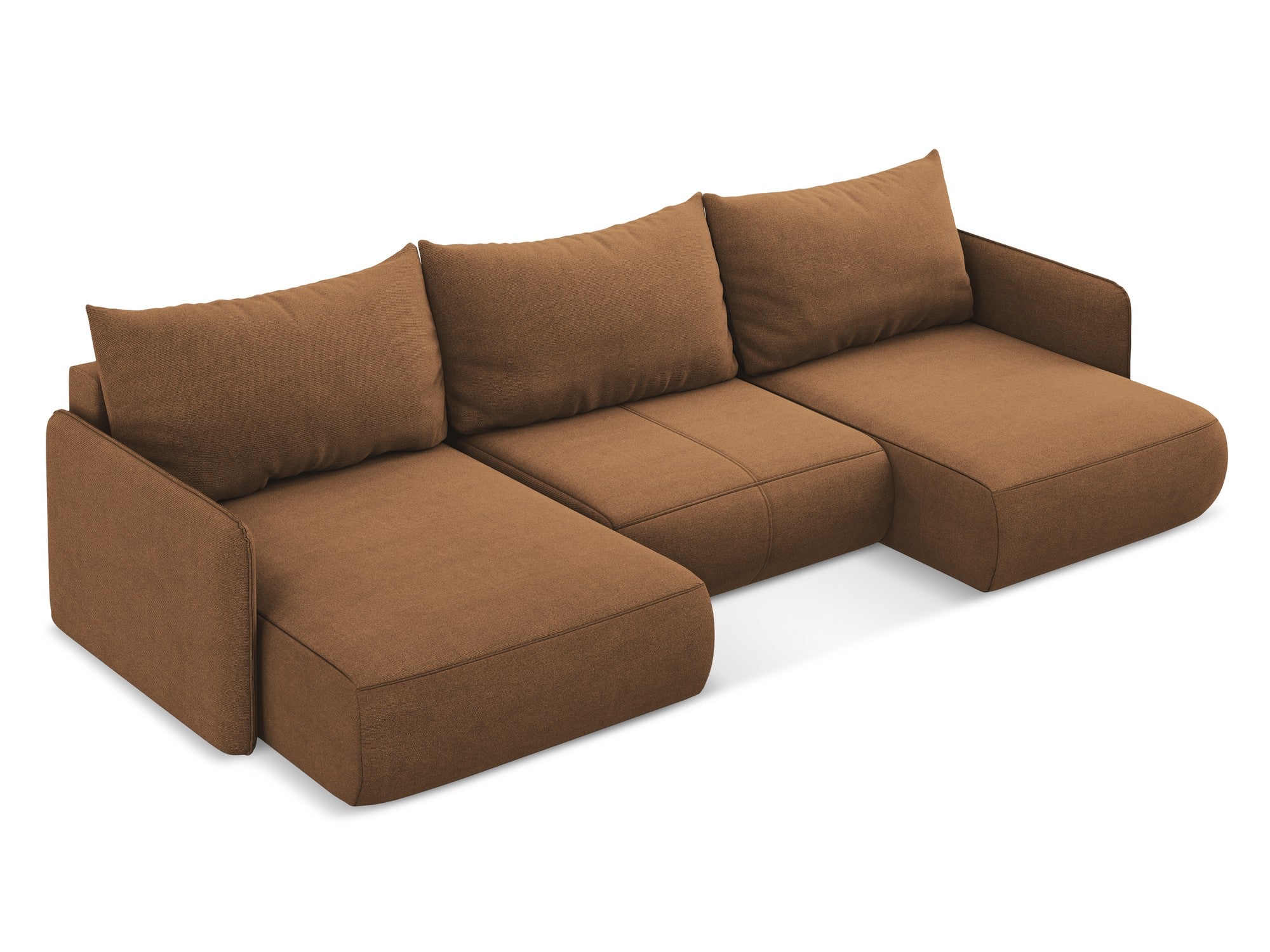 Panoramic Corner Sofa with Sleeping Function NANEA Terracotta