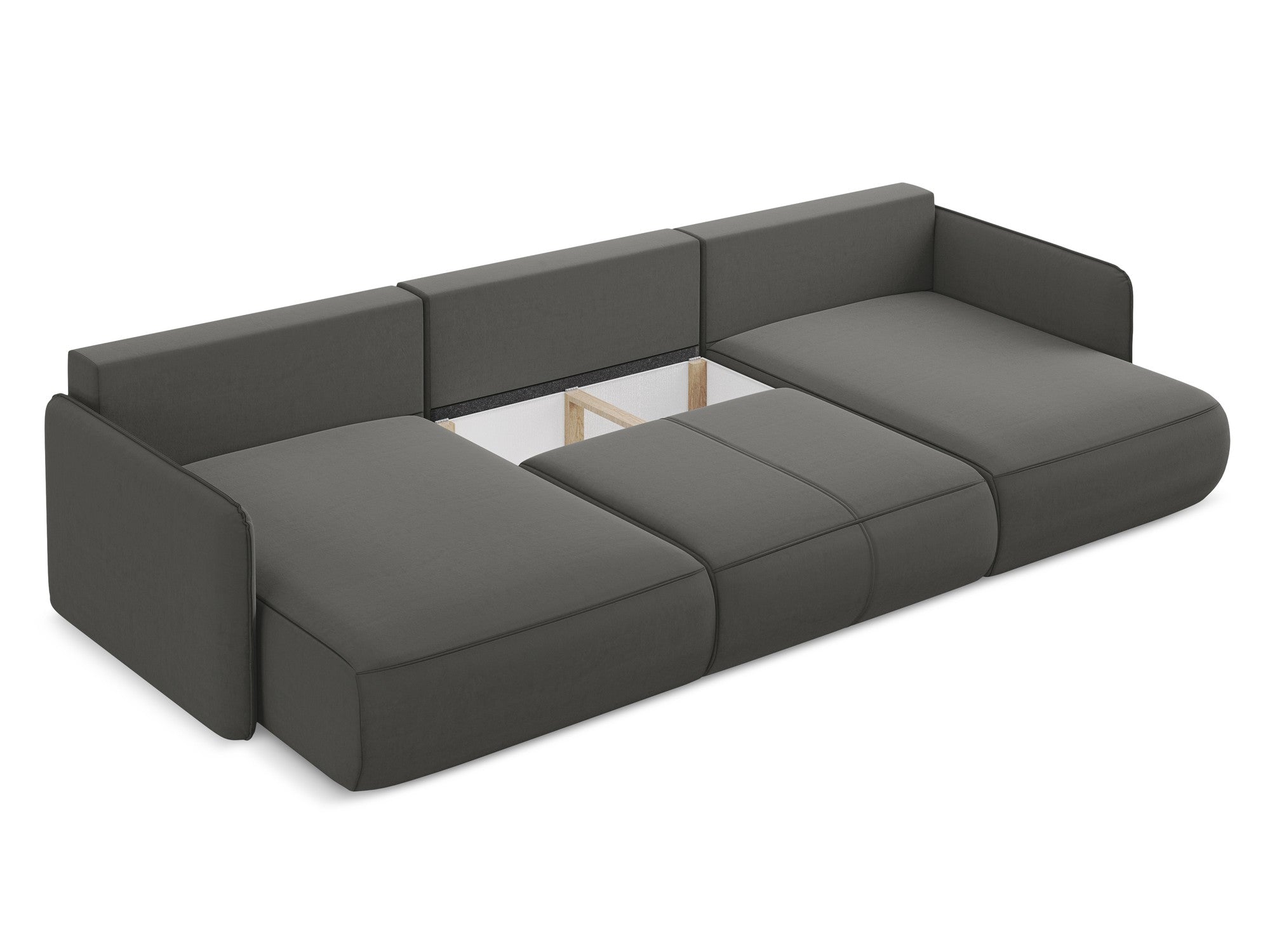 Panoramic Velvet Corner Sofa with Sleeping Function NANEA in Steel Gray
