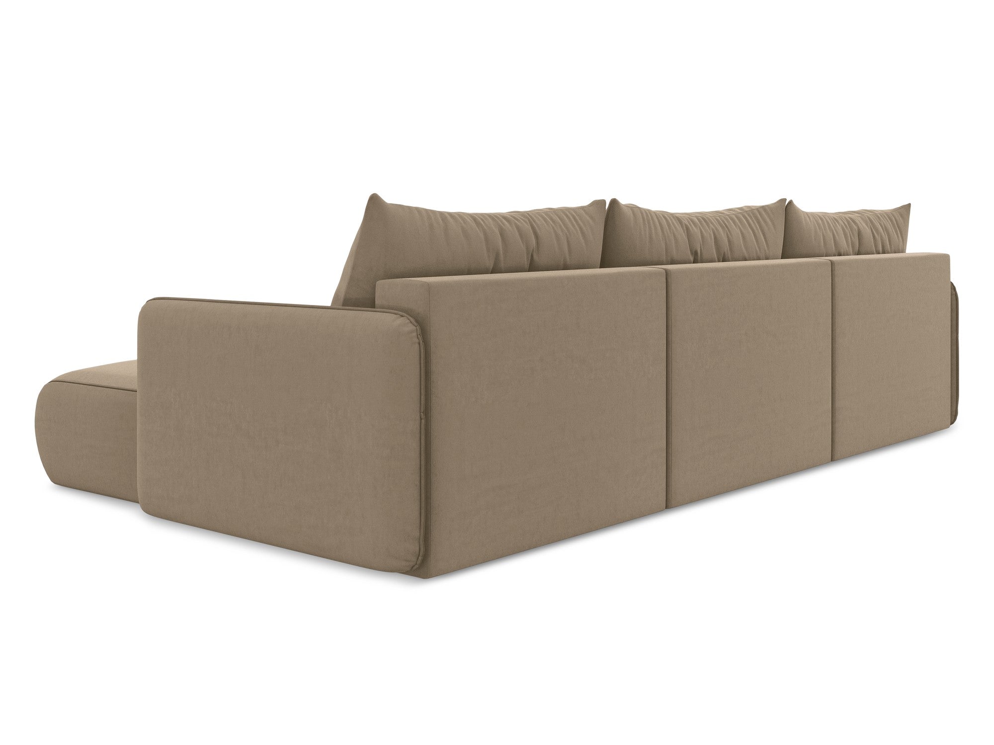 Panoramischer Samt-Ecksofa mit Schlaf-Funktion NANEA dunkelbeige