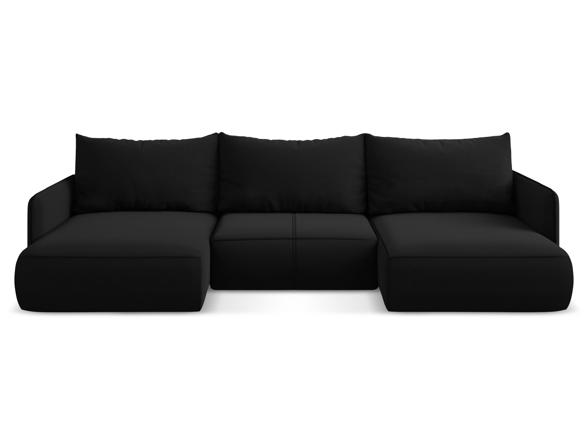 Panoramischer Samt-Ecksofa mit Schlaf-Funktion NANEA schwarz