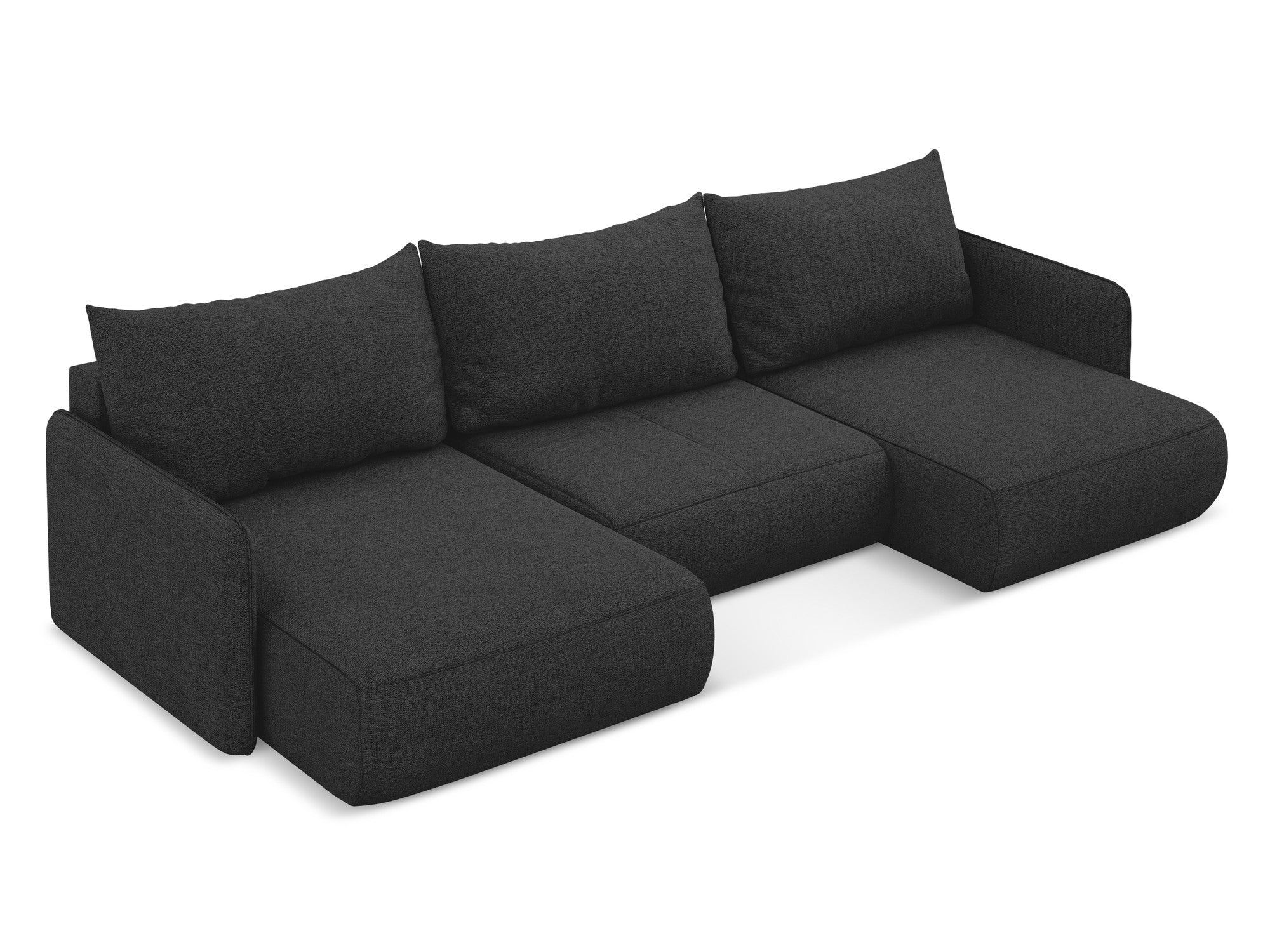 Panoramic Corner Sofa with Sleeping Function NANEA in Anthracite Chenille