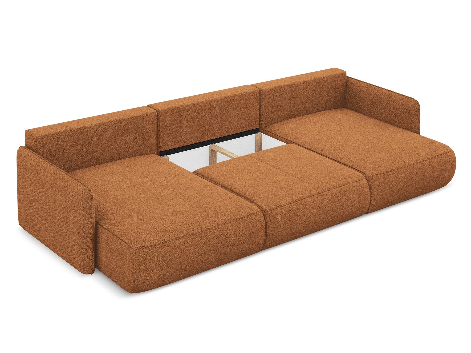 Panoramic corner sofa with sleeping function NANEA terracotta chenille