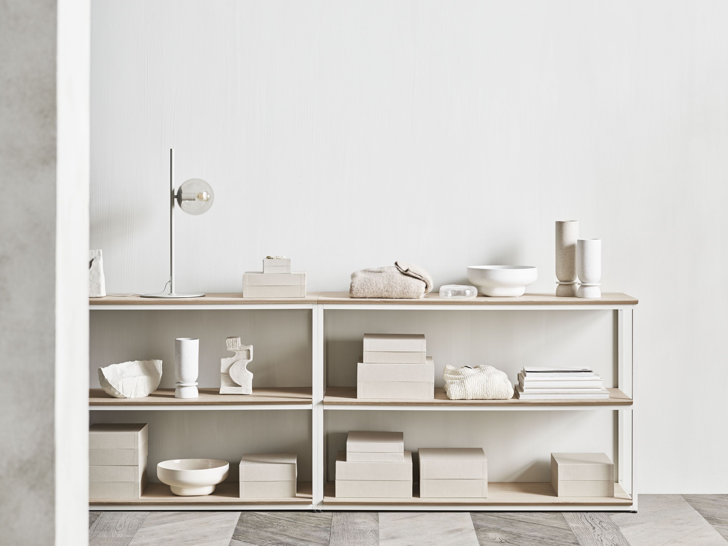 Low gray neutra shelf