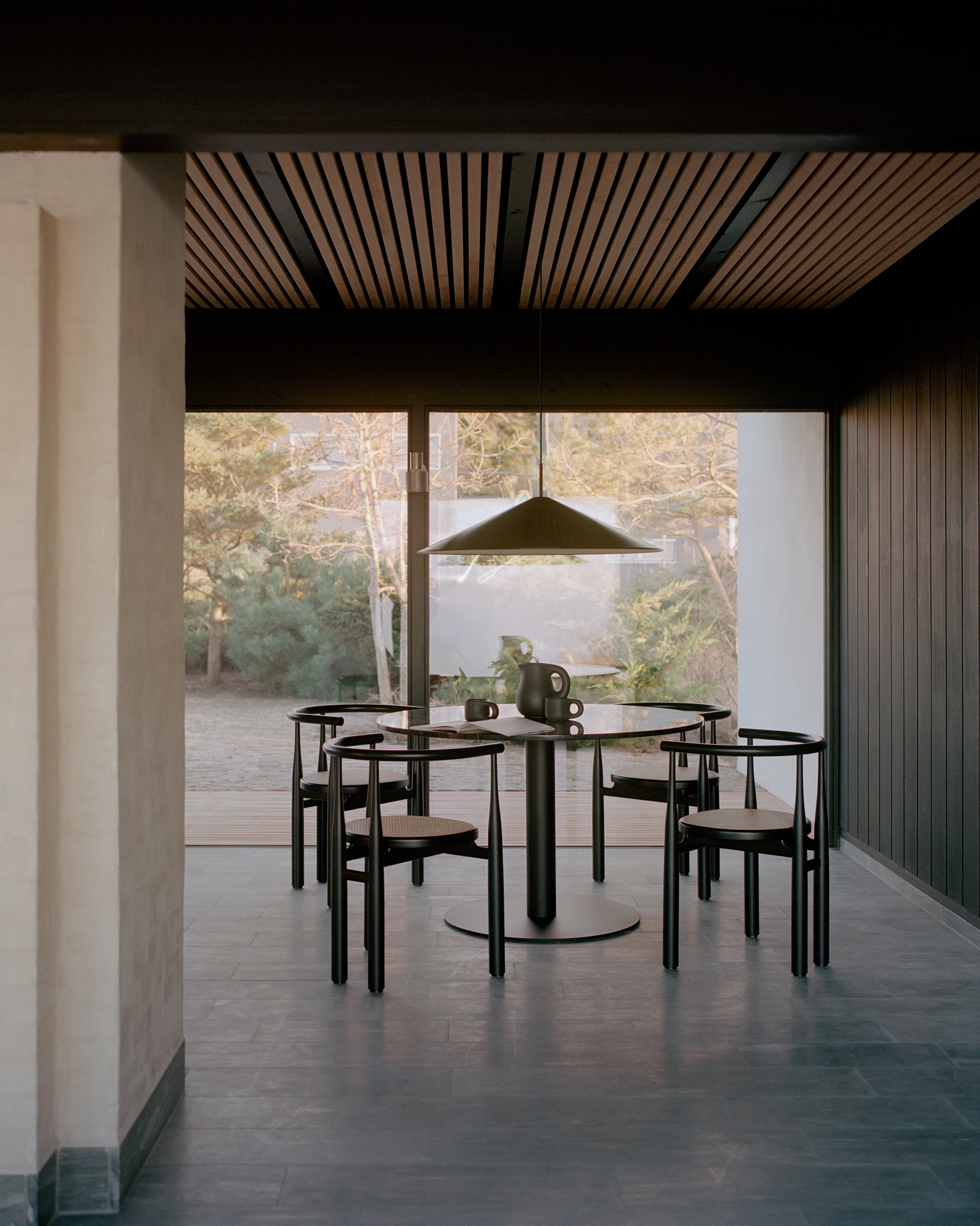 Round Bar Table FLORENCE Black Marble with Black Base