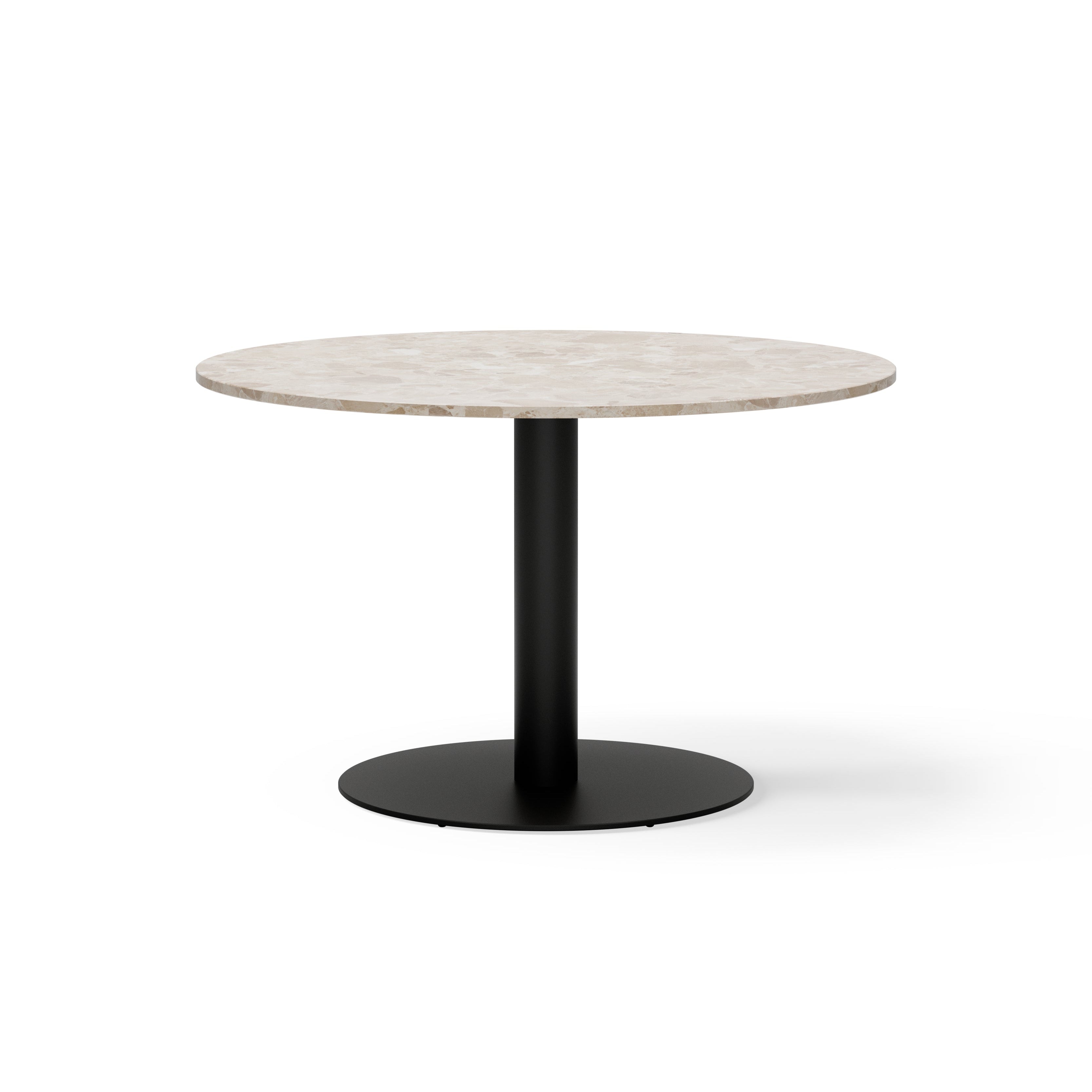 Round Bar Table FLORENCE Beige Marble with Black Base