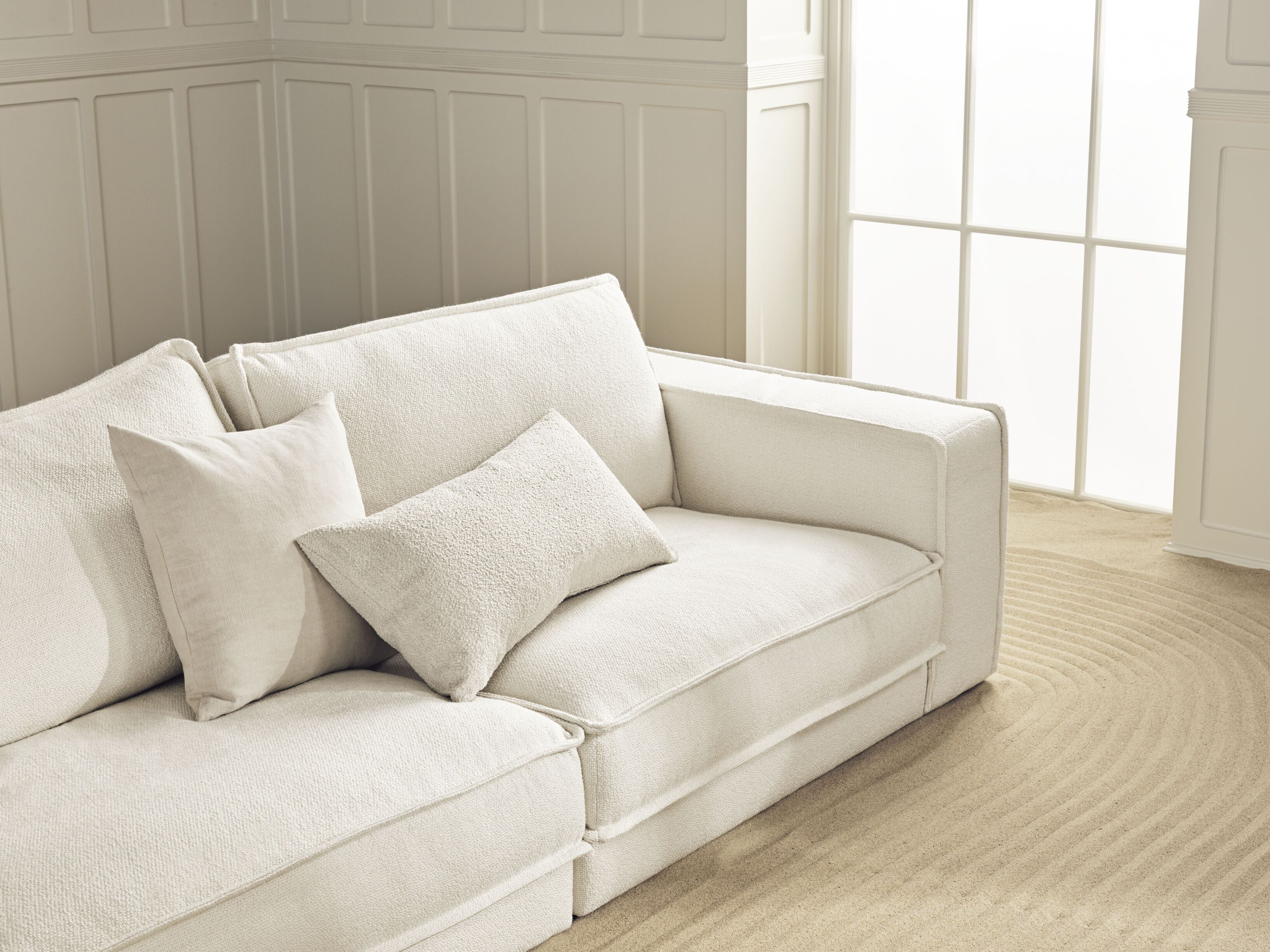 NOORA modular sofa - left -hand module with a whitened base