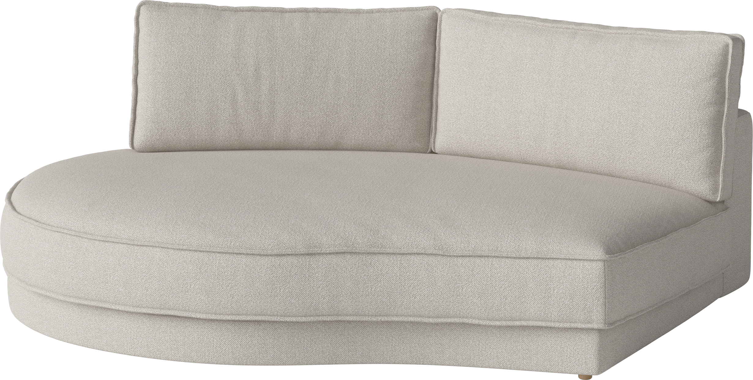 Noora Modulare Sofa - Ein abgerundetes linker Handmodul mit einer weißten Basis
