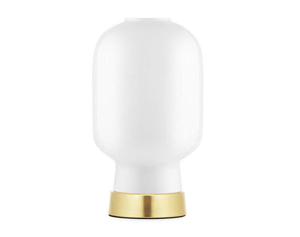 Amp table lamp white glass for a golden base