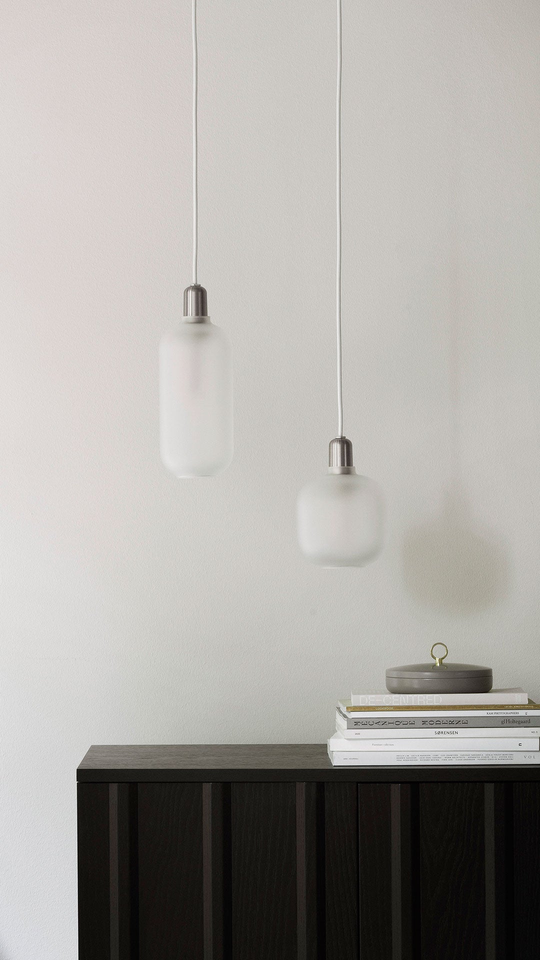 AMP pendant lamp with matte glass and silver finish