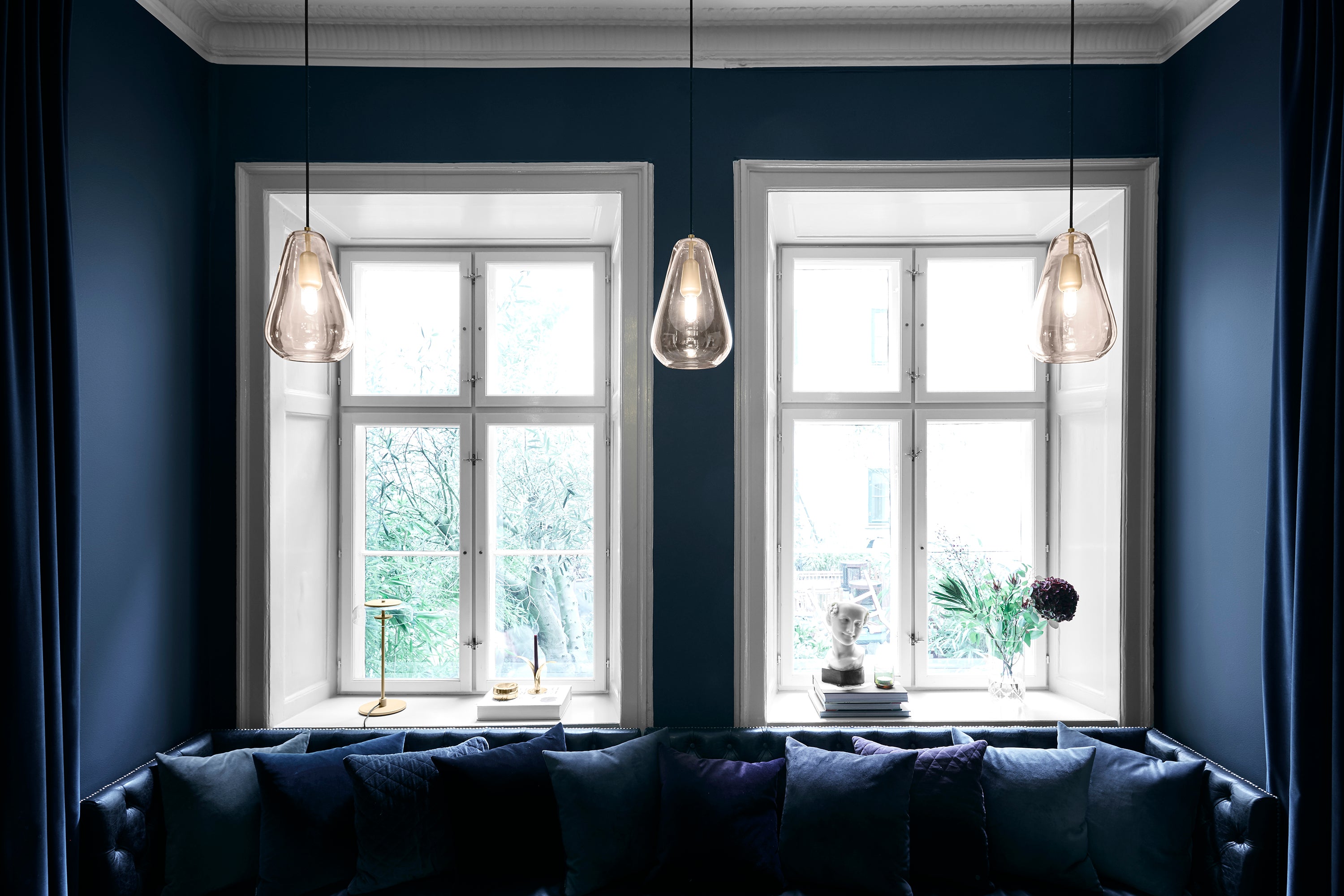 Pendelleuchte ANOLI gold mit goldenem Glas