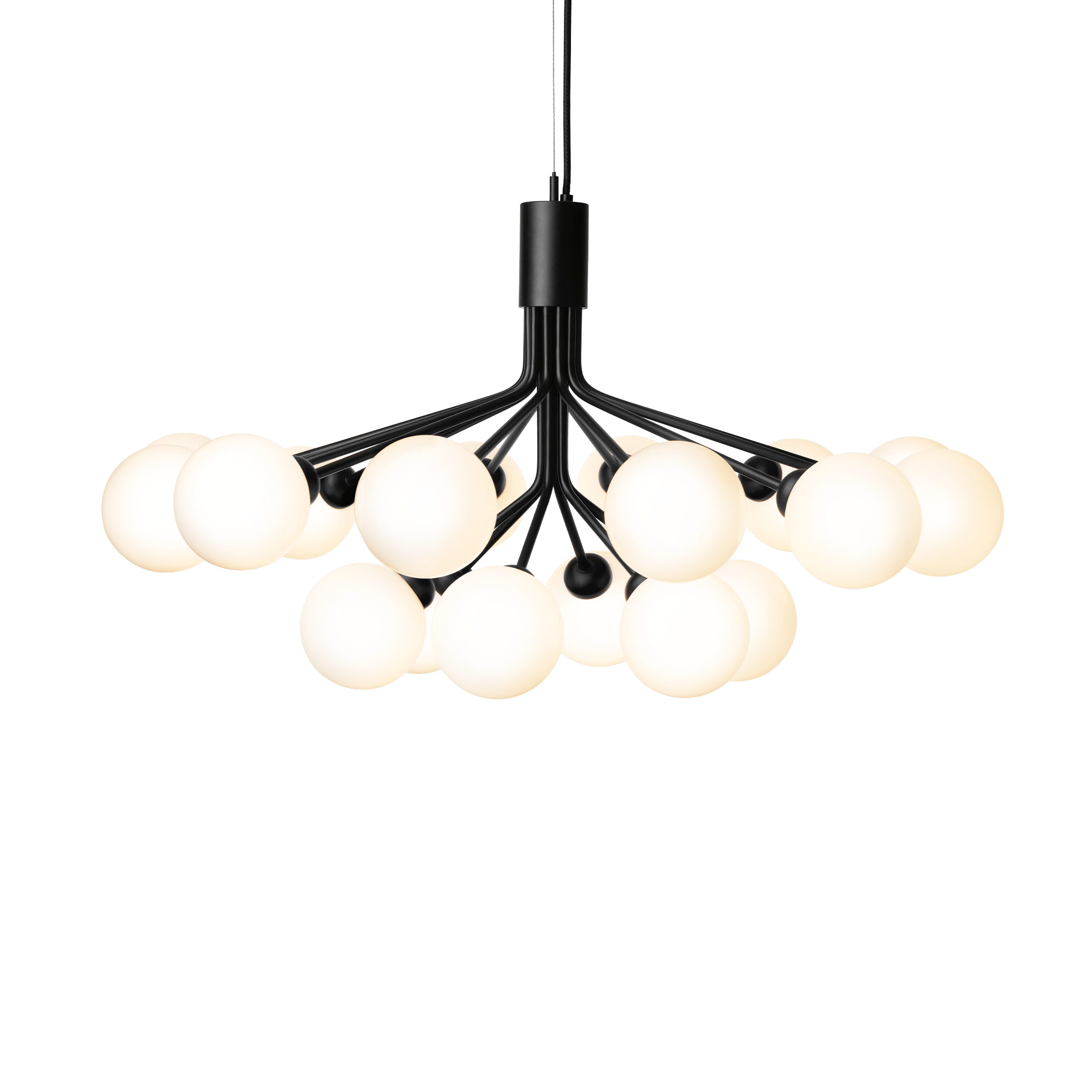 APIALES 18 Black Chandelier with Opal Glass